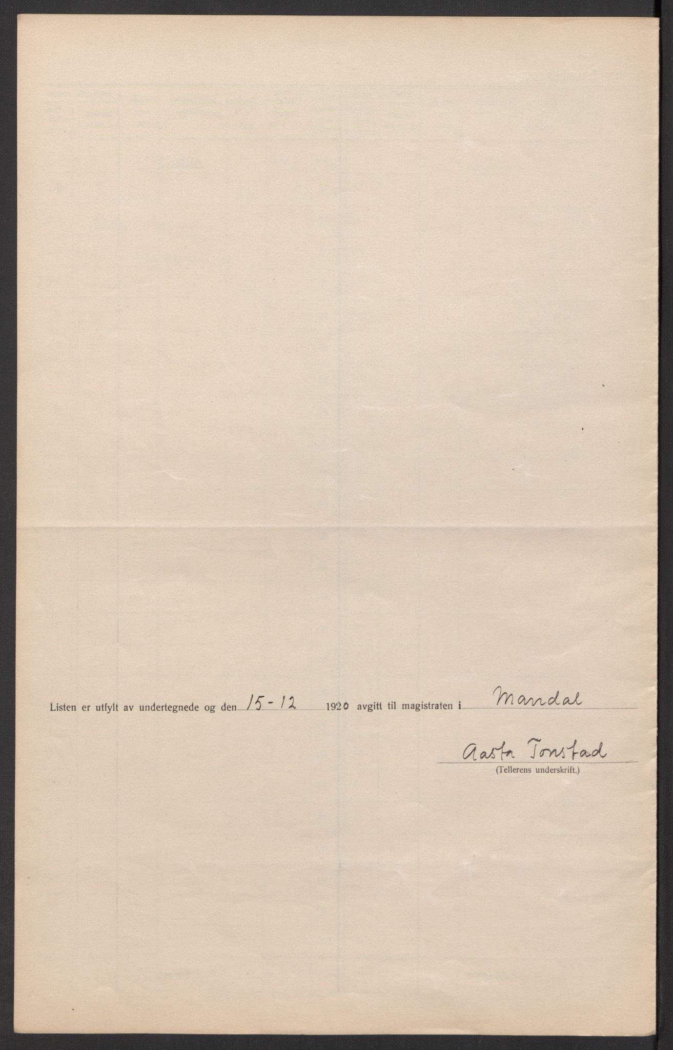 SAK, 1920 census for Mandal, 1920, p. 32