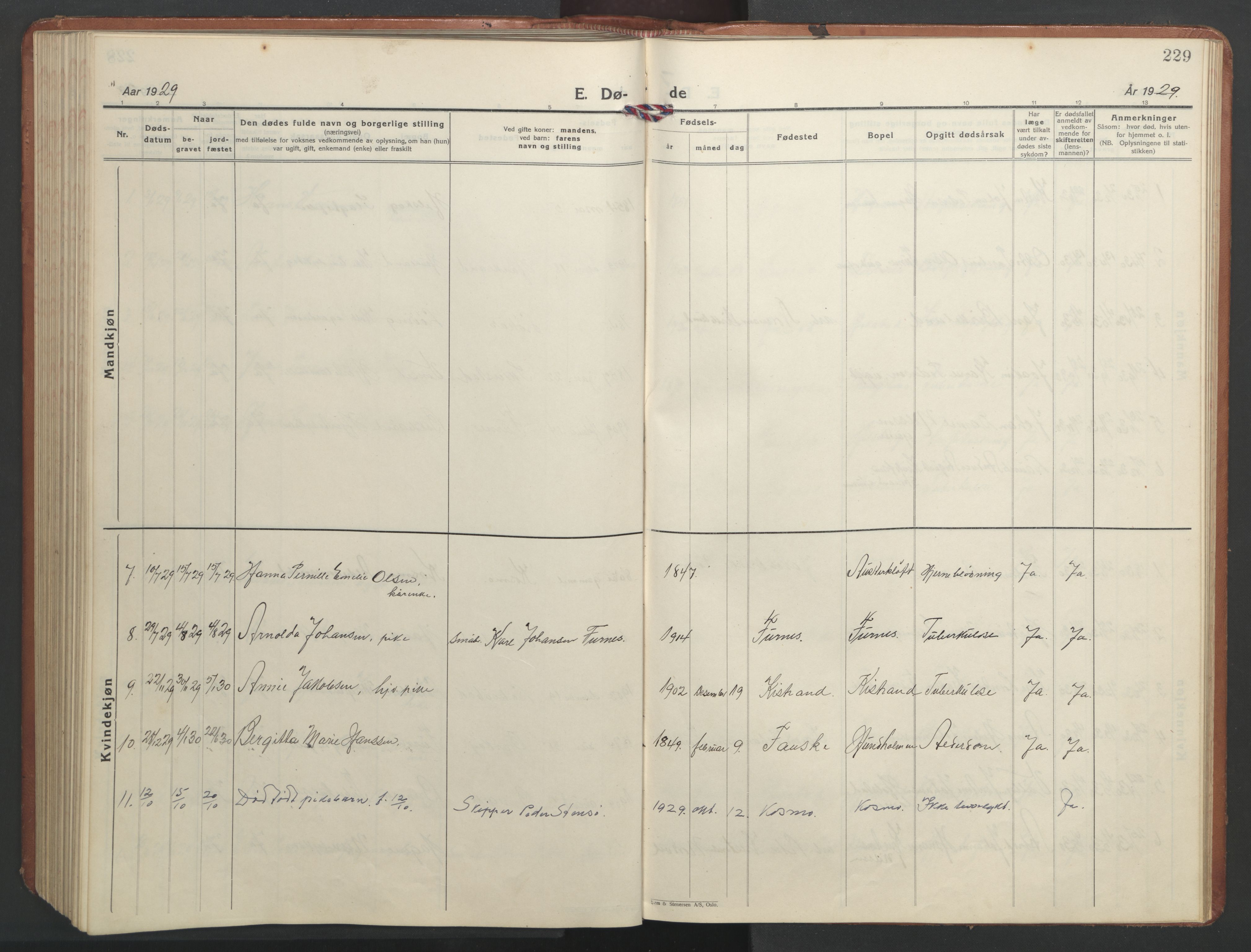 Ministerialprotokoller, klokkerbøker og fødselsregistre - Nordland, AV/SAT-A-1459/851/L0727: Parish register (copy) no. 851C02, 1925-1948, p. 229