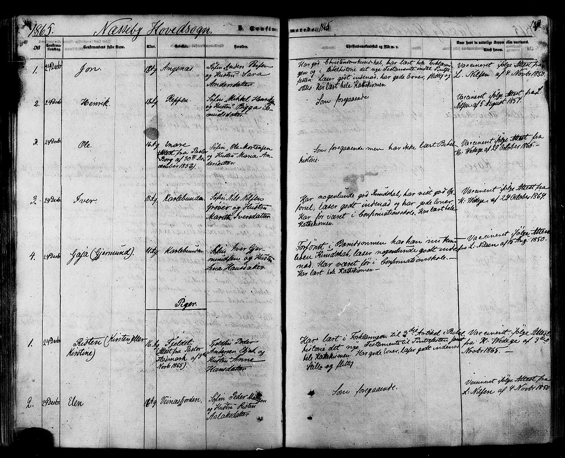 Nesseby sokneprestkontor, SATØ/S-1330/H/Ha/L0003kirke: Parish register (official) no. 3 /1, 1865-1876, p. 133