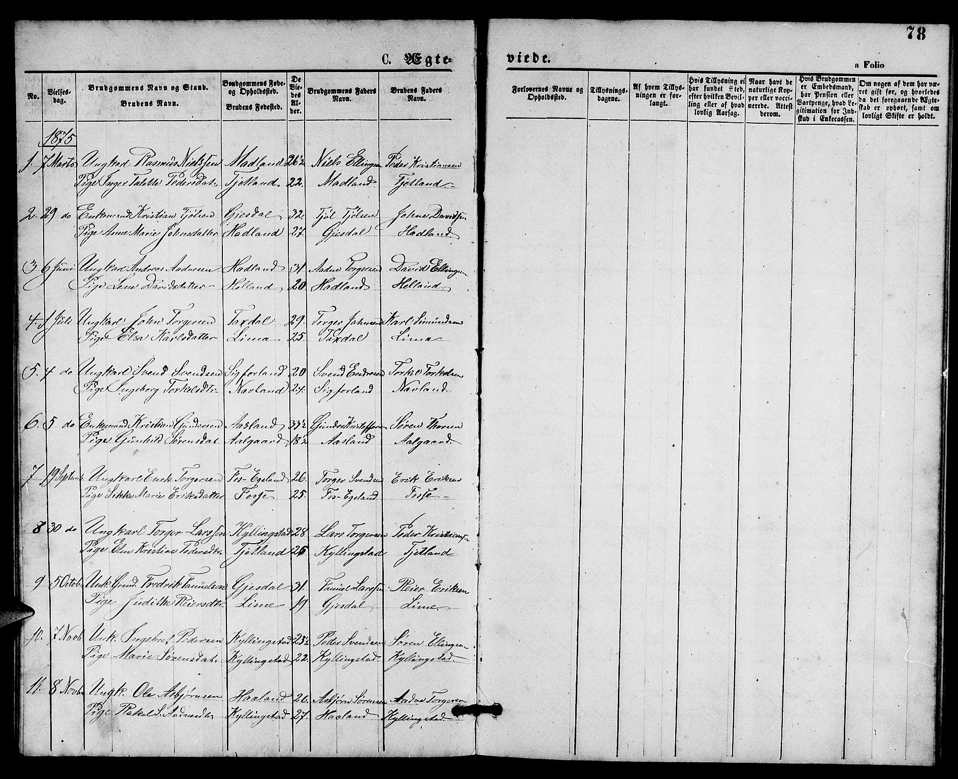 Lye sokneprestkontor, SAST/A-101794/001/30BB/L0005: Parish register (copy) no. B 5, 1875-1886, p. 78