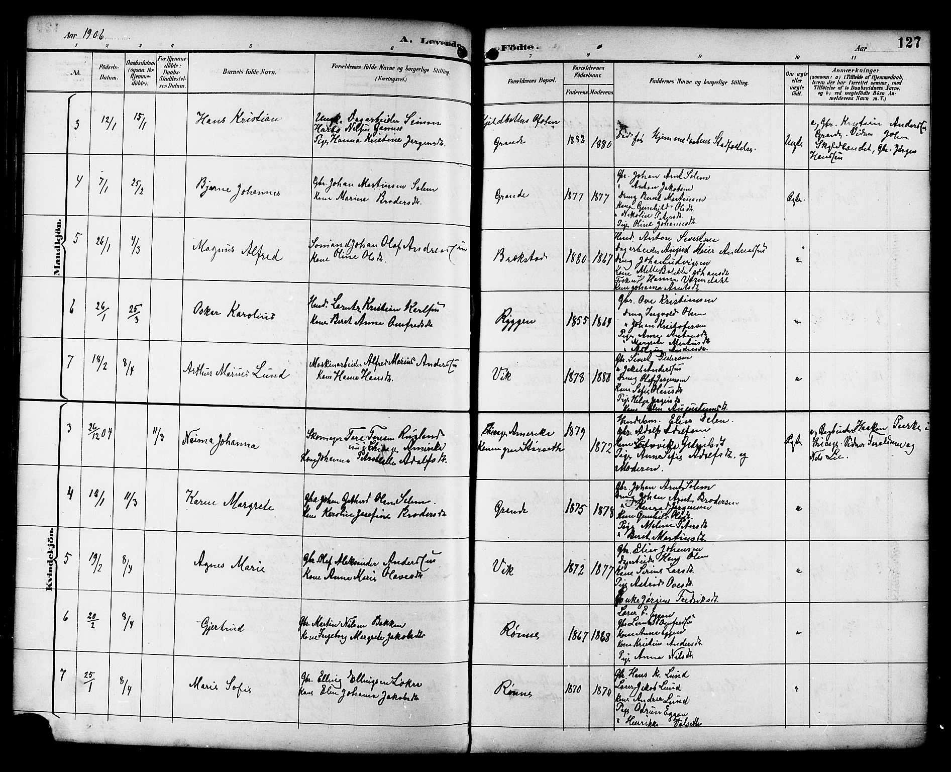 Ministerialprotokoller, klokkerbøker og fødselsregistre - Sør-Trøndelag, SAT/A-1456/659/L0746: Parish register (copy) no. 659C03, 1893-1912, p. 127