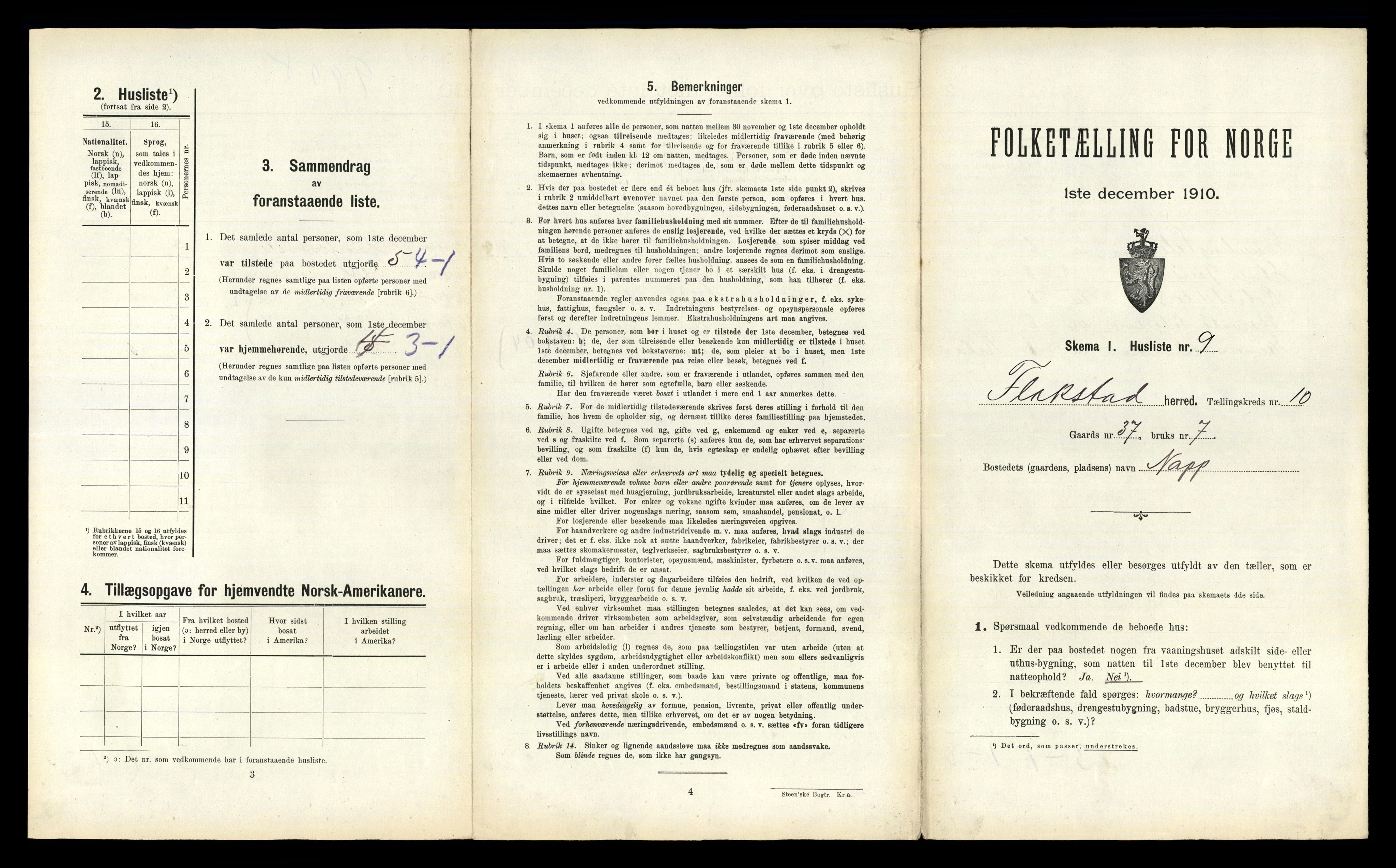 RA, 1910 census for Flakstad, 1910, p. 1010