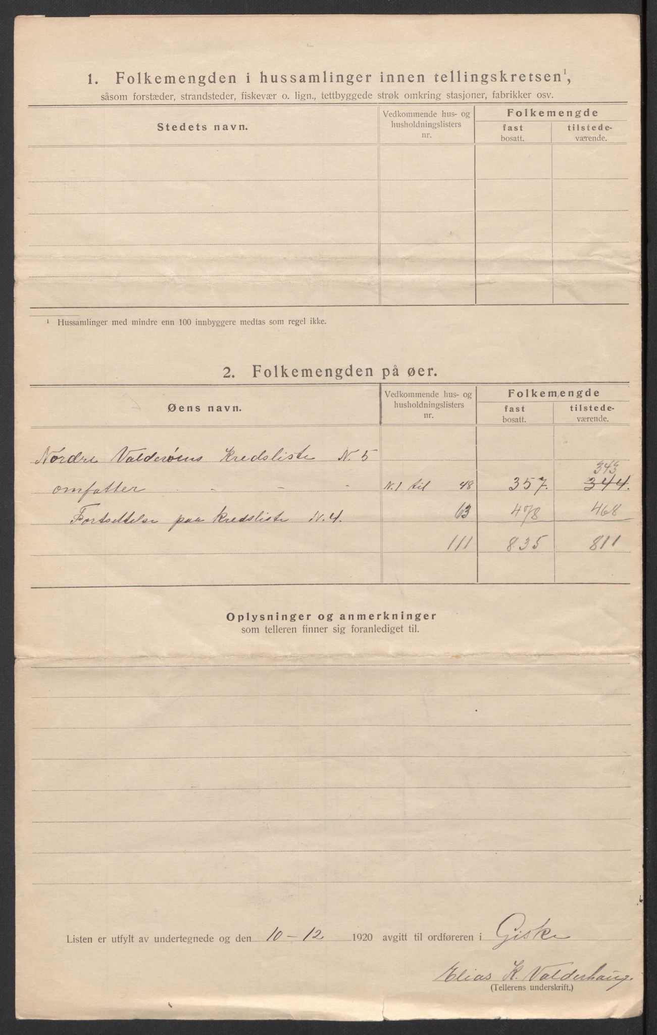 SAT, 1920 census for Giske, 1920, p. 23