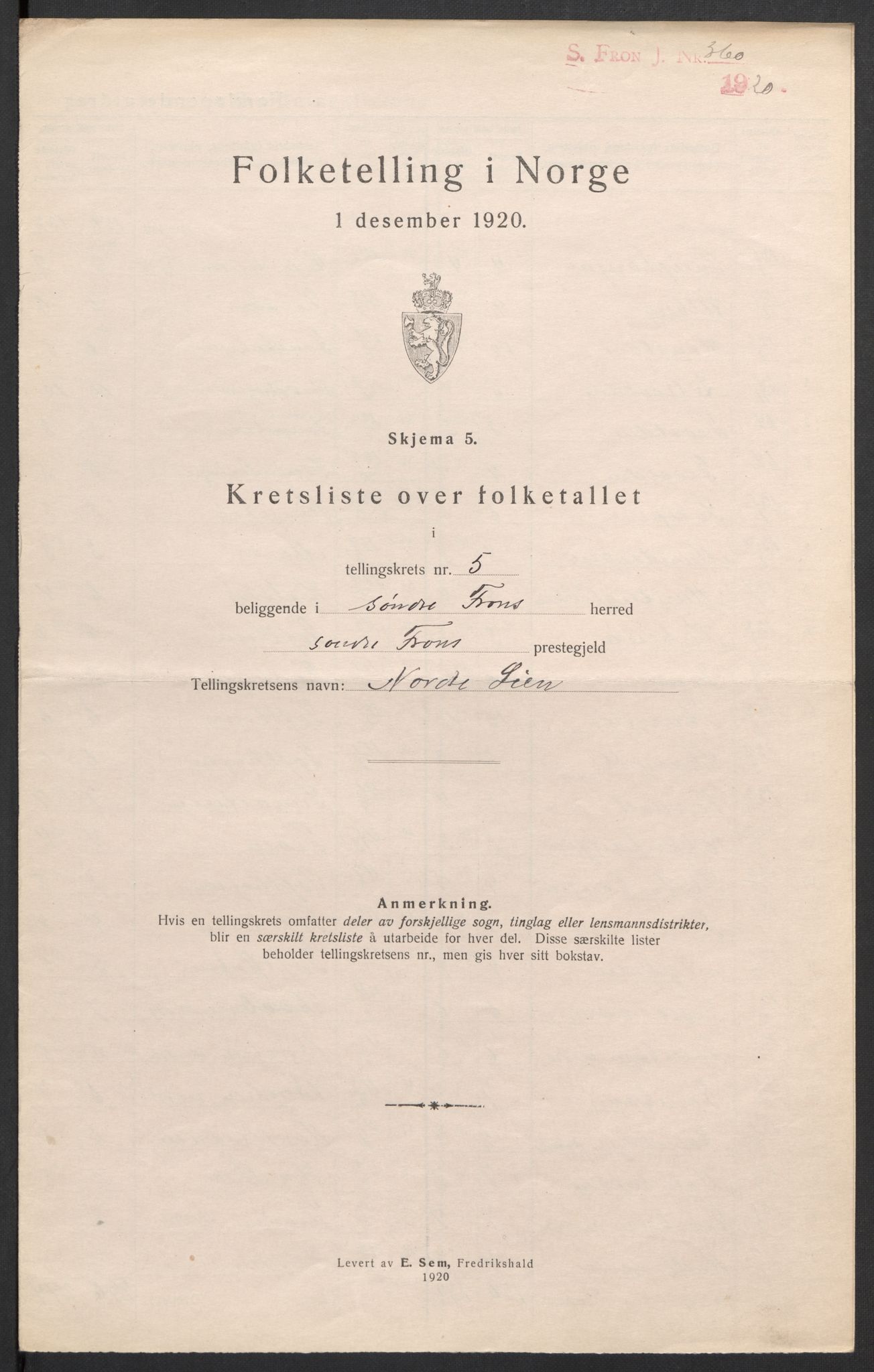 SAH, 1920 census for Sør-Fron, 1920, p. 24