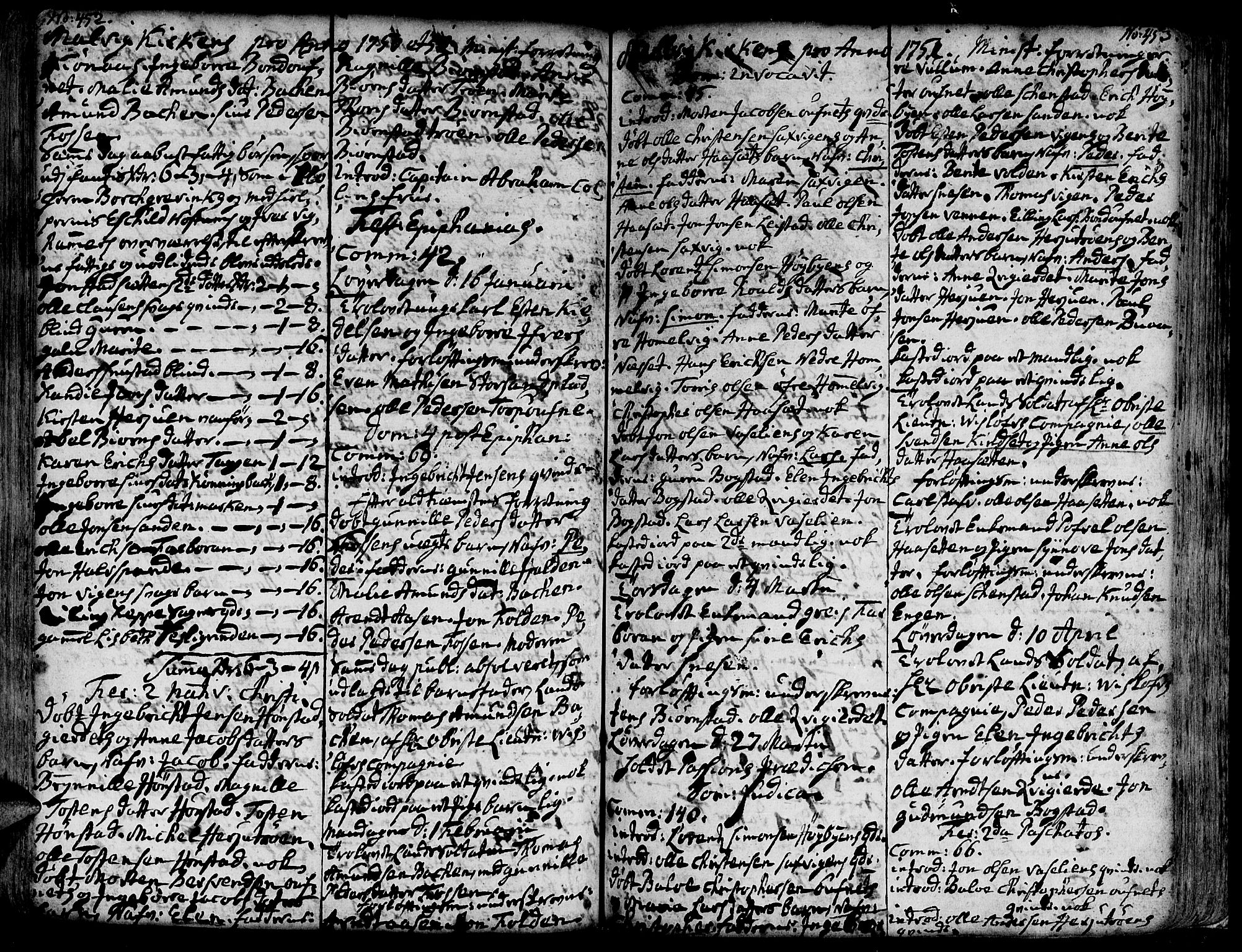 Ministerialprotokoller, klokkerbøker og fødselsregistre - Sør-Trøndelag, SAT/A-1456/606/L0277: Parish register (official) no. 606A01 /3, 1727-1780, p. 452-453