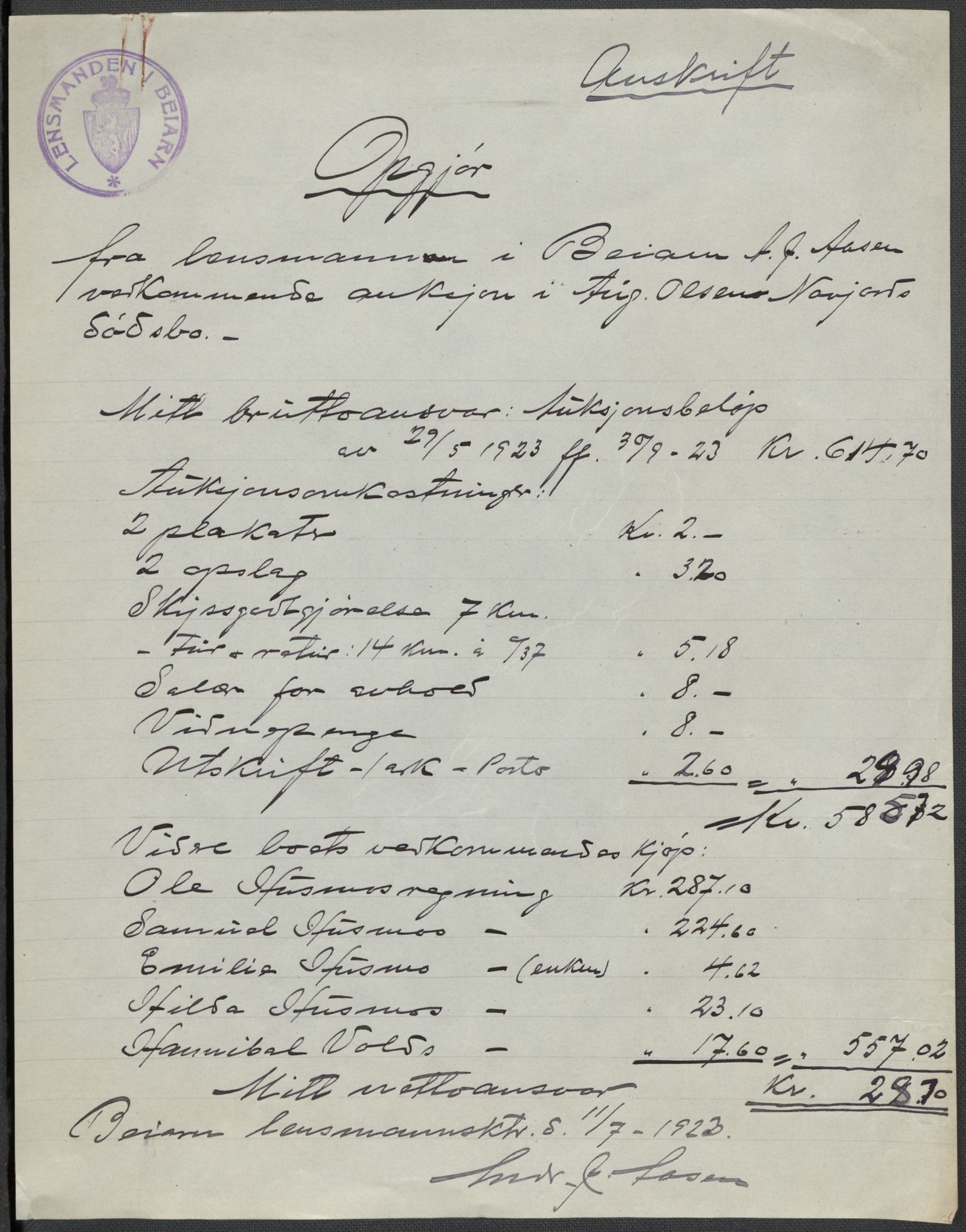 Beiarn lensmannskontor, AV/SAT-A-5676/1/02/L0003: 2.02.03 - Div. dødsbo, 1915-1924