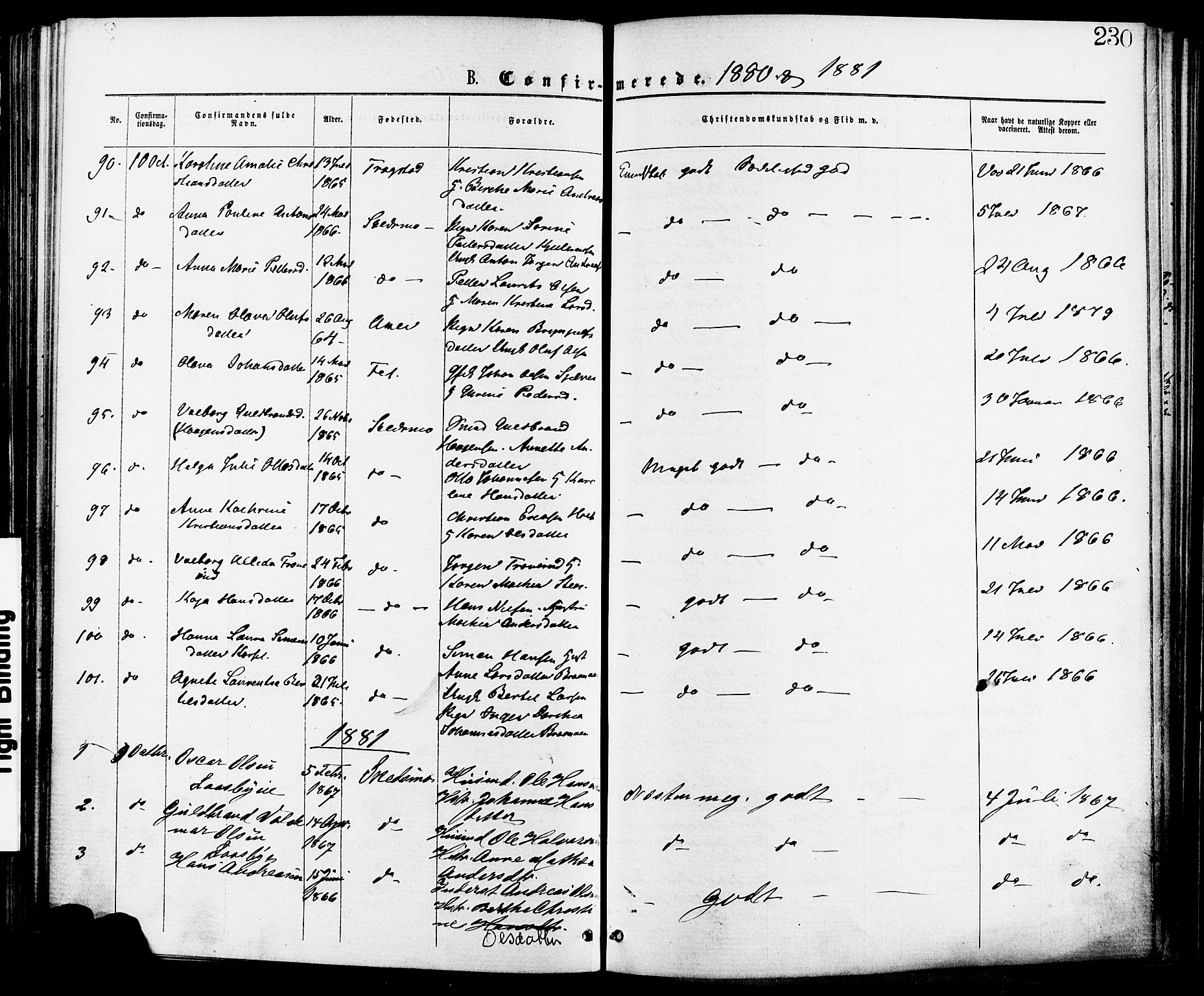 Skedsmo prestekontor Kirkebøker, AV/SAO-A-10033a/F/Fa/L0012: Parish register (official) no. I 12, 1876-1883, p. 230