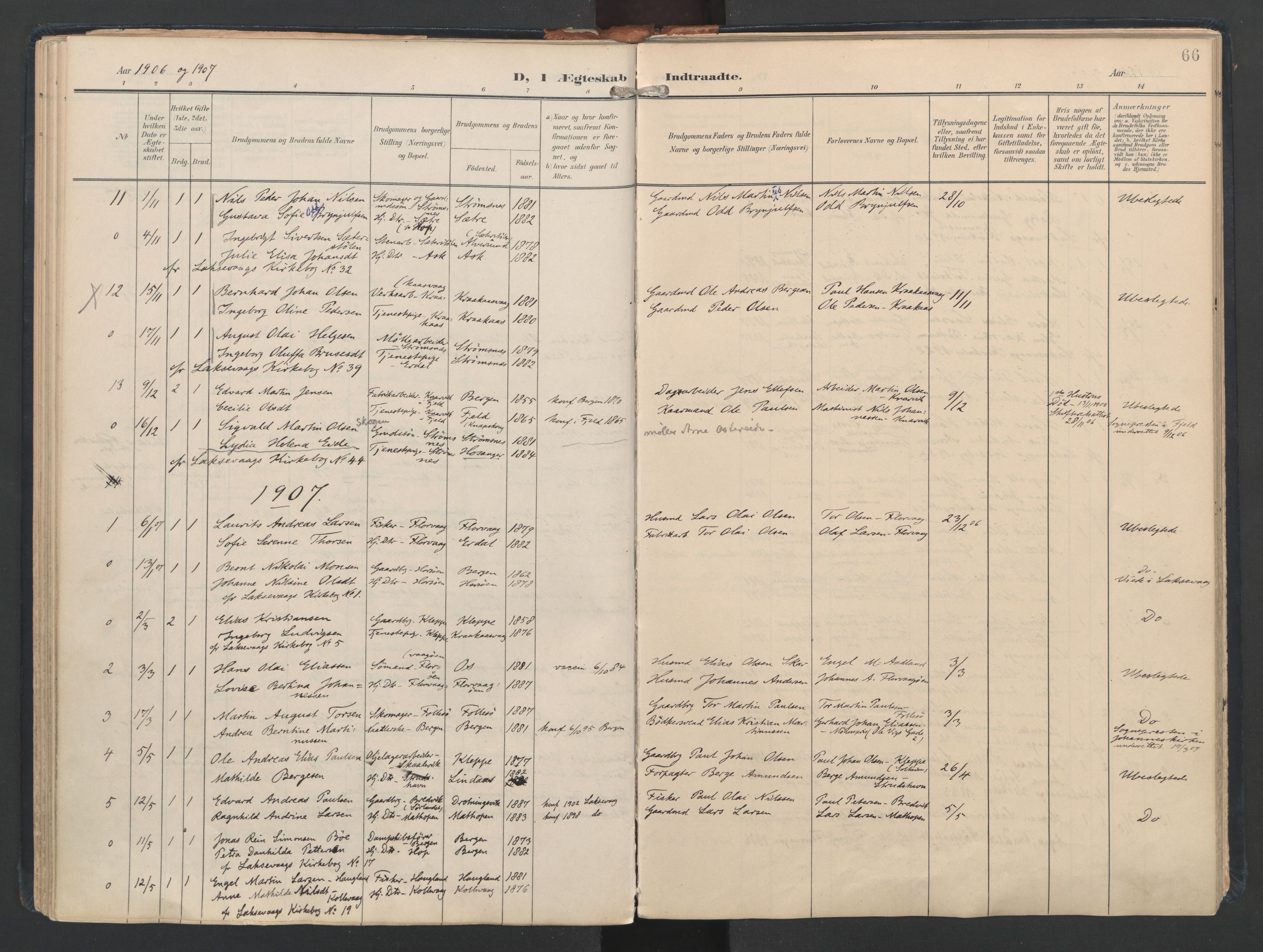 Askøy Sokneprestembete, AV/SAB-A-74101/H/Ha/Haa/Haad/L0001: Parish register (official) no. D 1, 1902-1916, p. 66