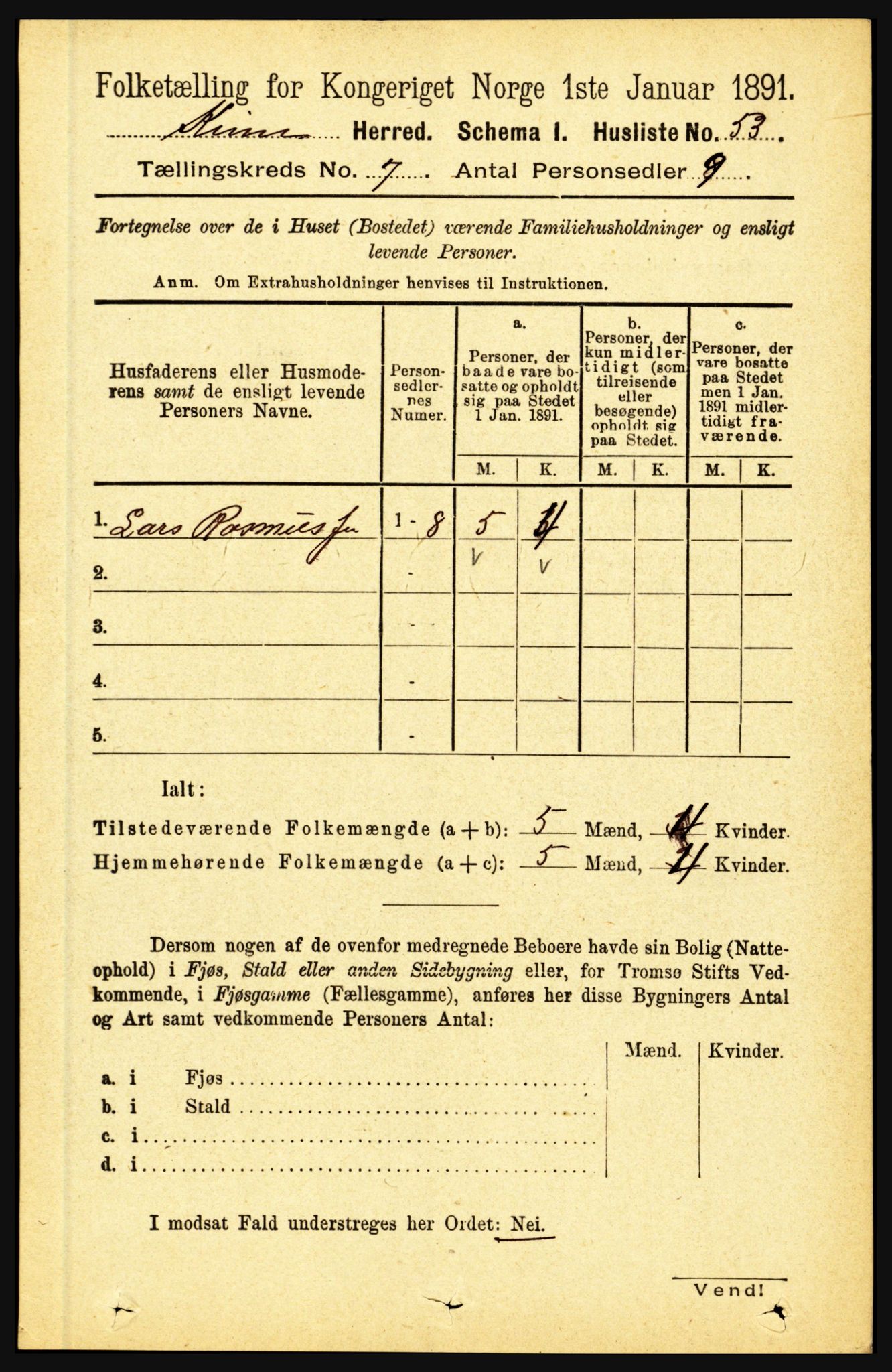 RA, 1891 census for 1437 Kinn, 1891, p. 2667