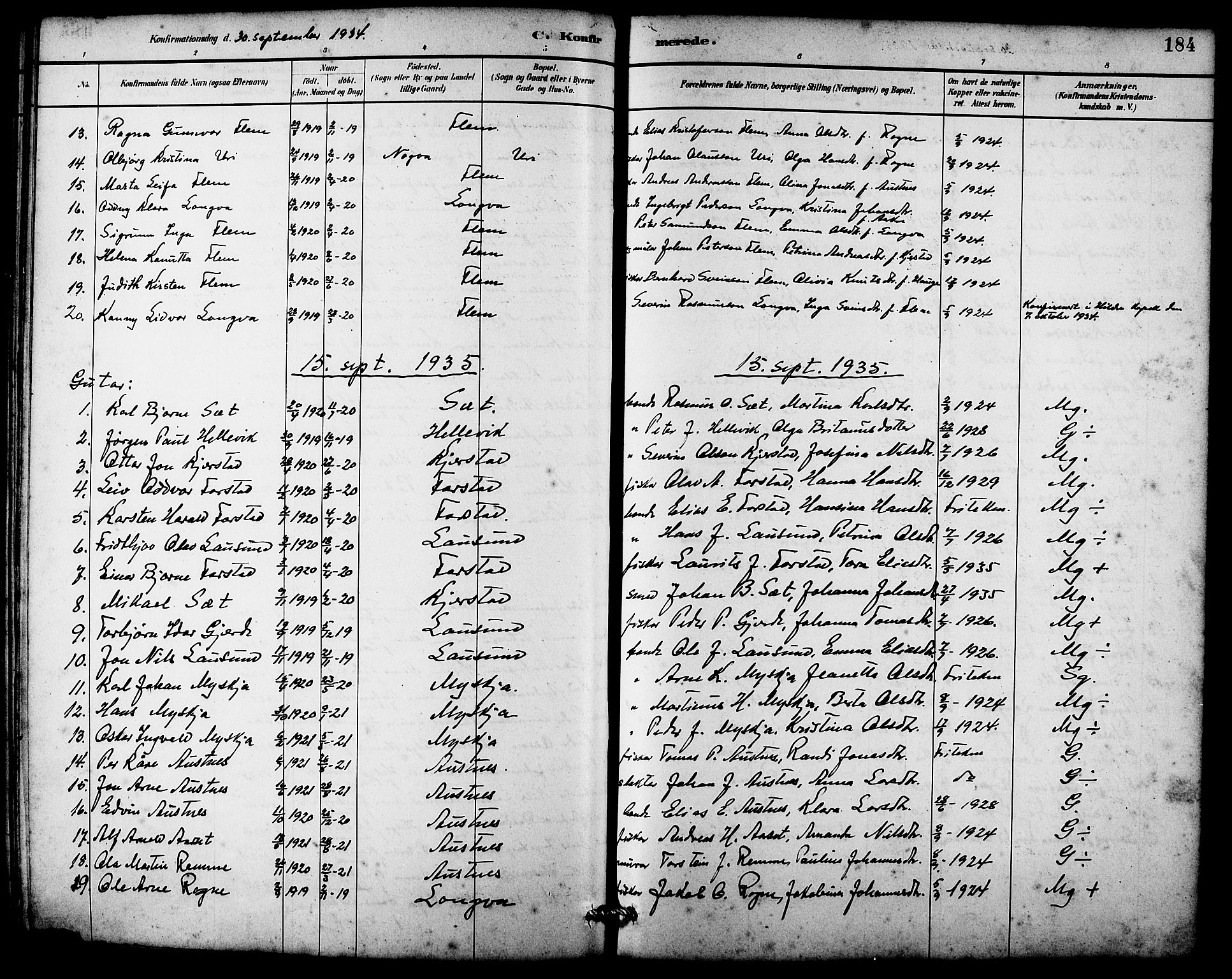 Ministerialprotokoller, klokkerbøker og fødselsregistre - Møre og Romsdal, AV/SAT-A-1454/536/L0510: Parish register (copy) no. 536C05, 1881-1898, p. 184