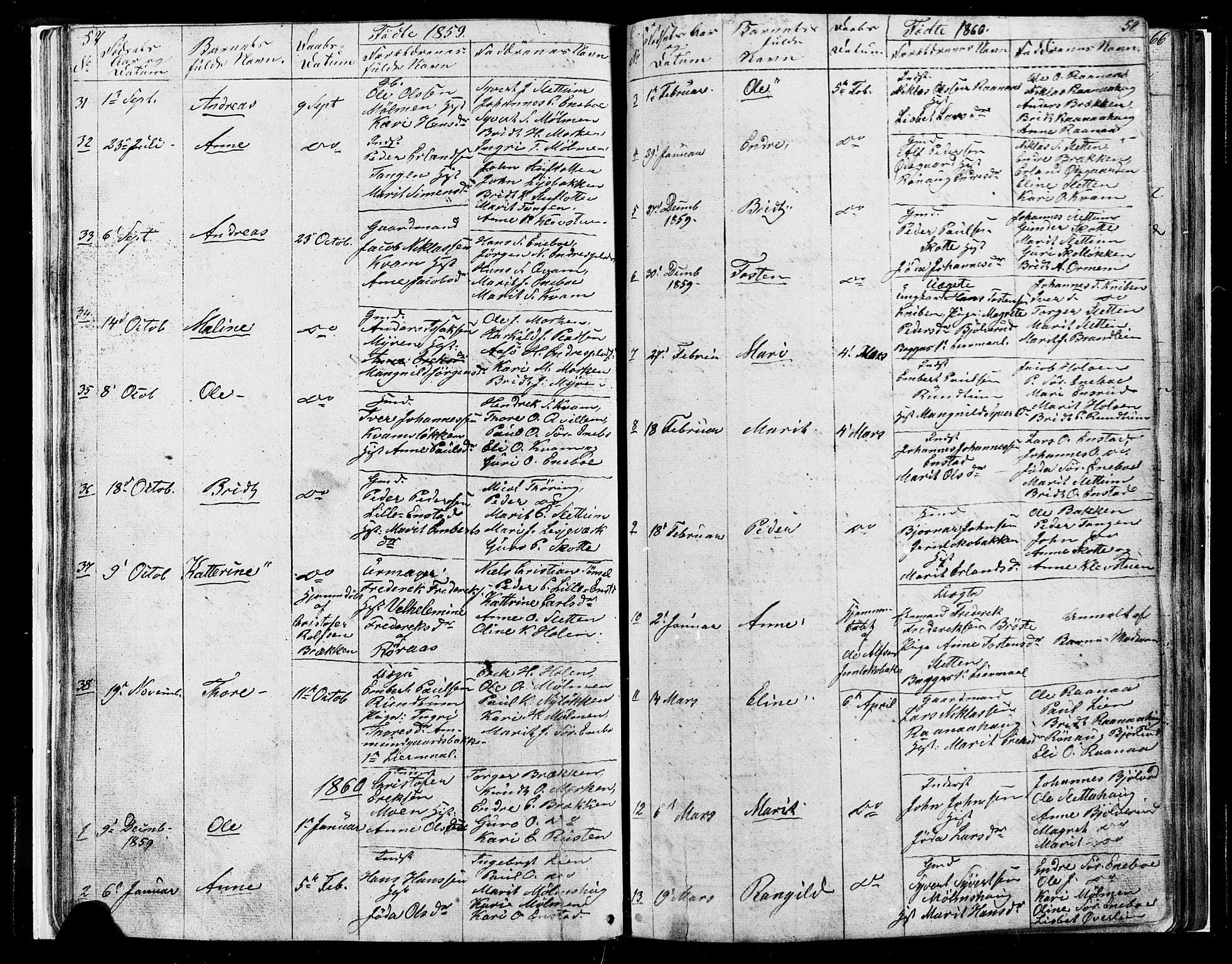 Lesja prestekontor, SAH/PREST-068/H/Ha/Hab/L0004: Parish register (copy) no. 4, 1842-1871, p. 57-58