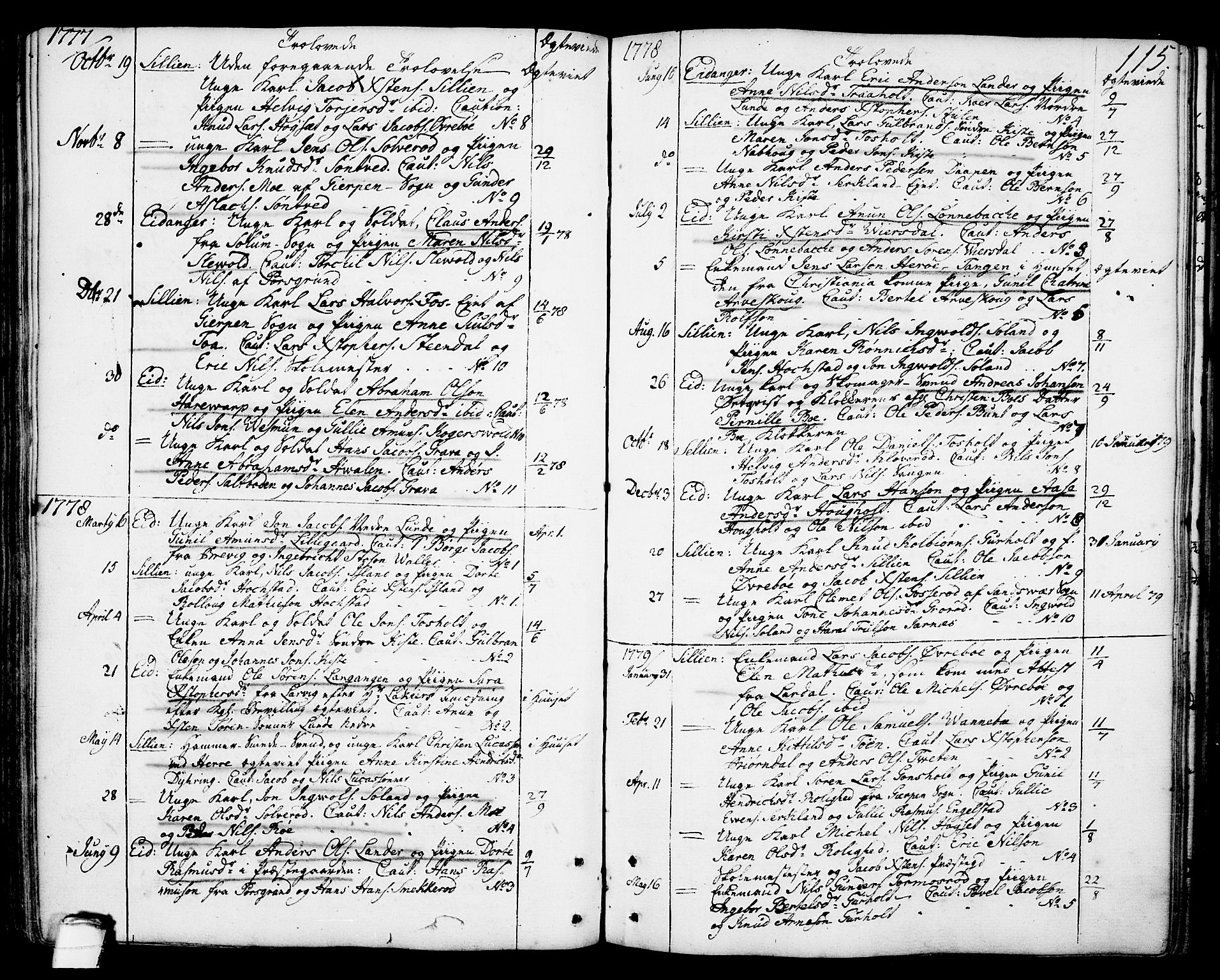 Eidanger kirkebøker, SAKO/A-261/F/Fa/L0006: Parish register (official) no. 6, 1764-1814, p. 115