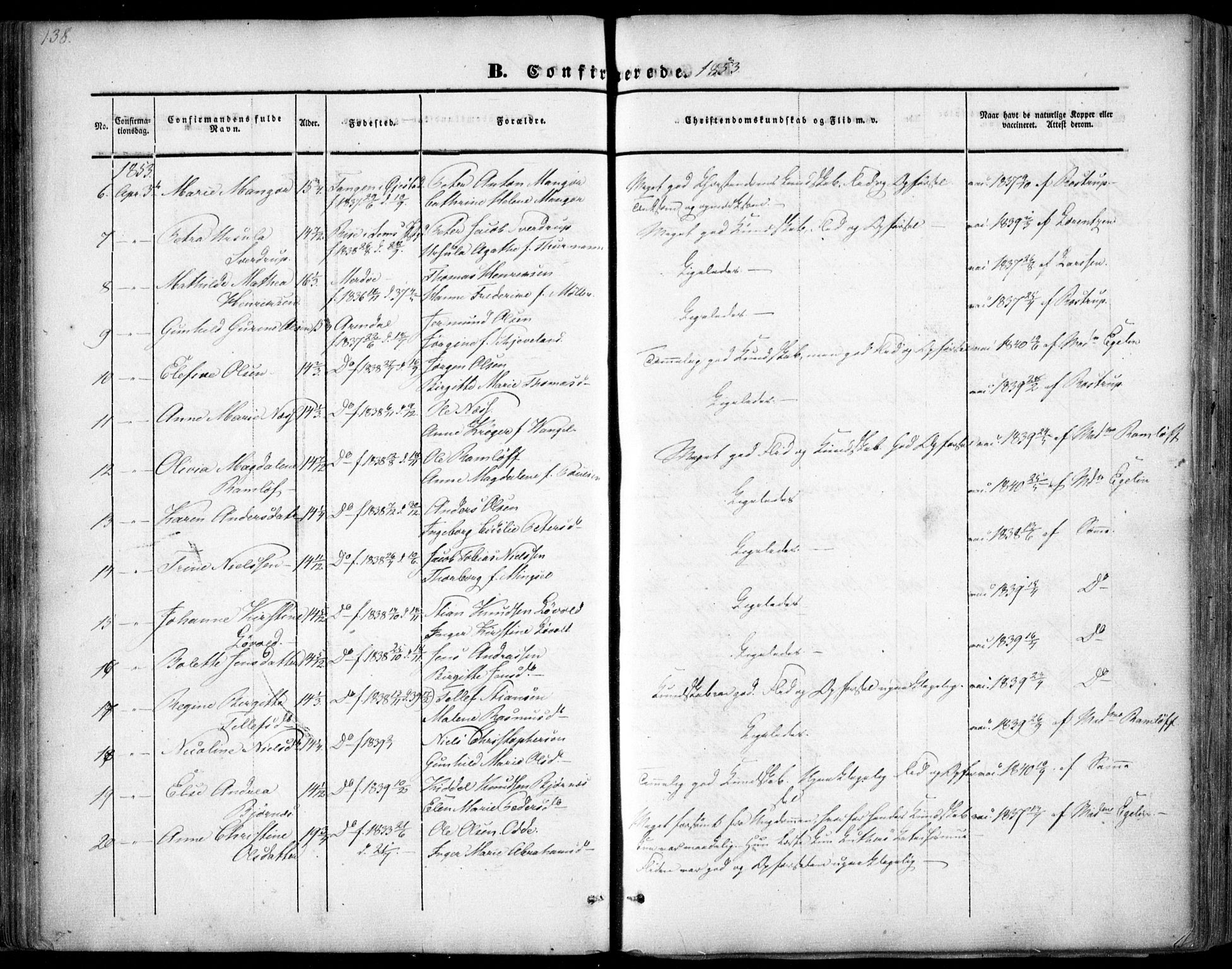 Arendal sokneprestkontor, Trefoldighet, AV/SAK-1111-0040/F/Fa/L0005: Parish register (official) no. A 5, 1838-1854, p. 138