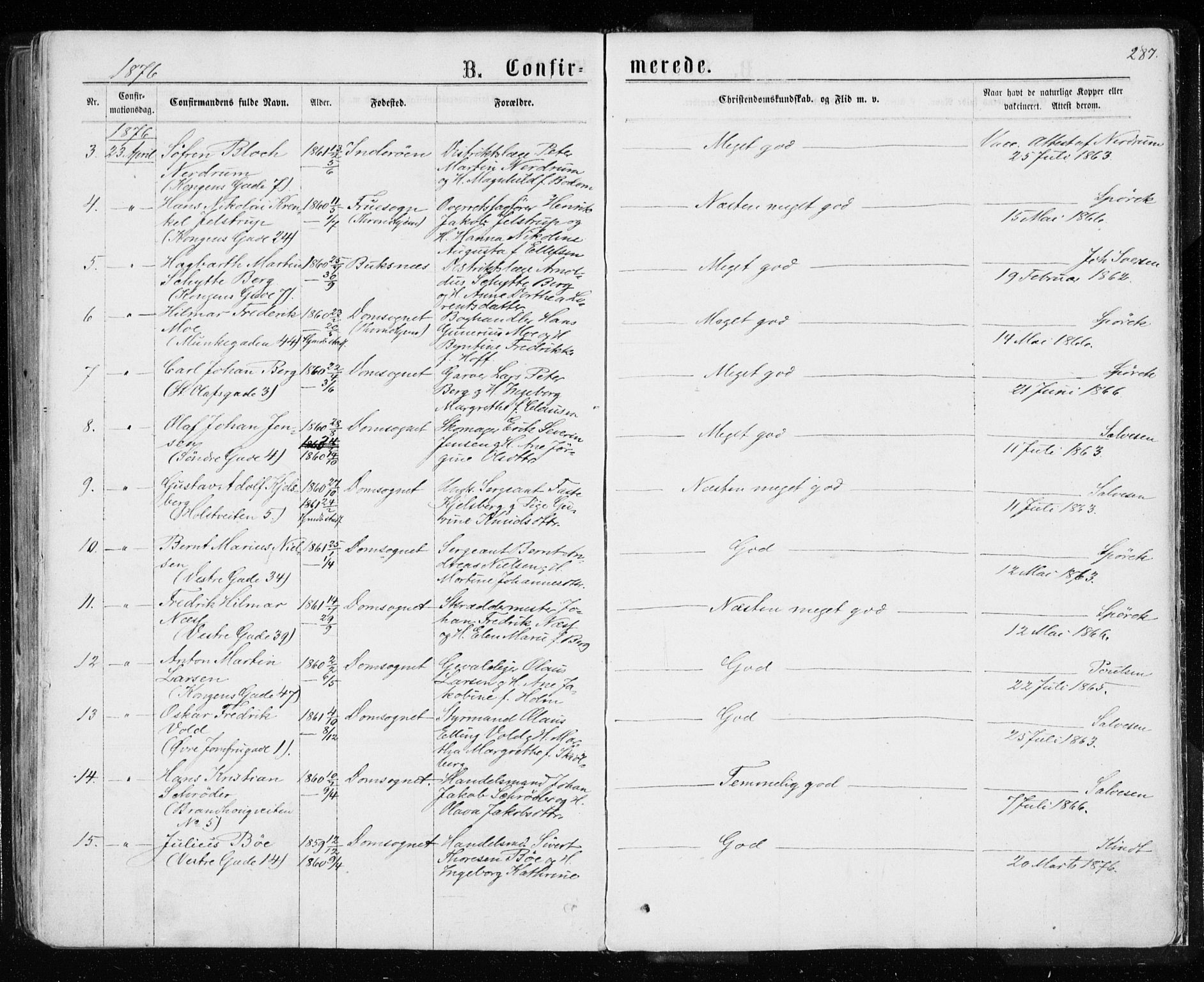 Ministerialprotokoller, klokkerbøker og fødselsregistre - Sør-Trøndelag, SAT/A-1456/601/L0054: Parish register (official) no. 601A22, 1866-1877, p. 287