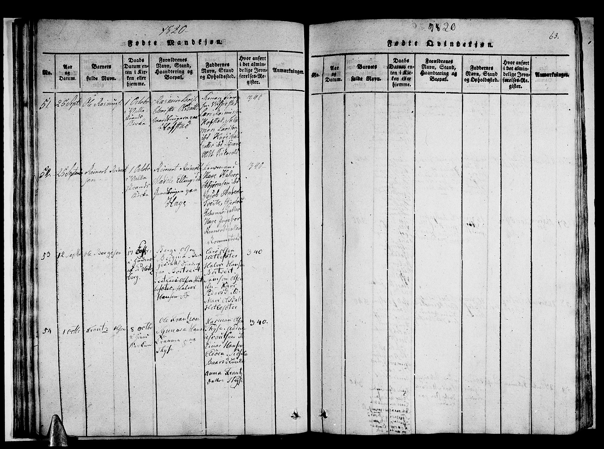 Stord sokneprestembete, AV/SAB-A-78201/H/Haa: Parish register (official) no. A 5, 1816-1825, p. 63