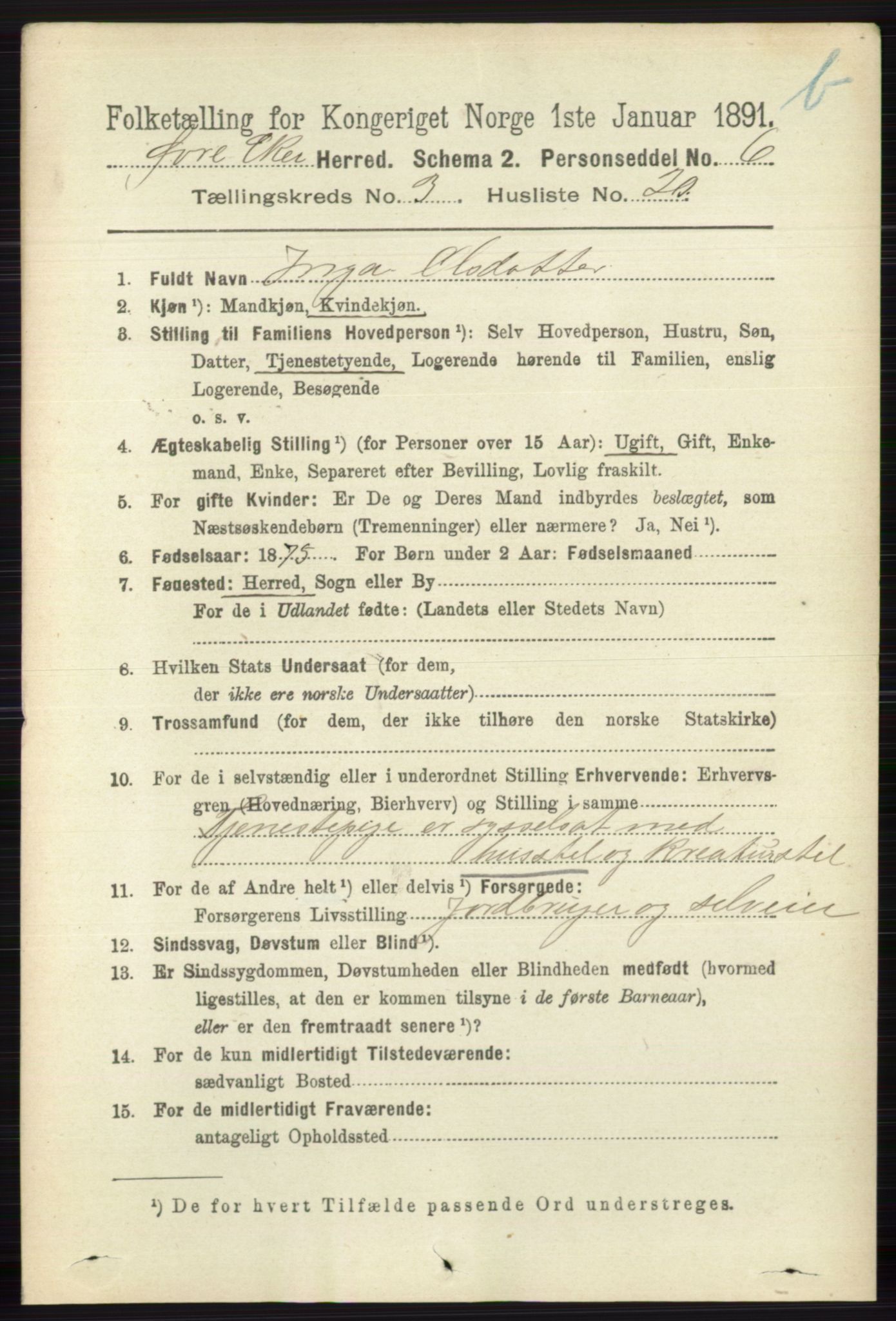 RA, 1891 census for 0624 Øvre Eiker, 1891, p. 9163