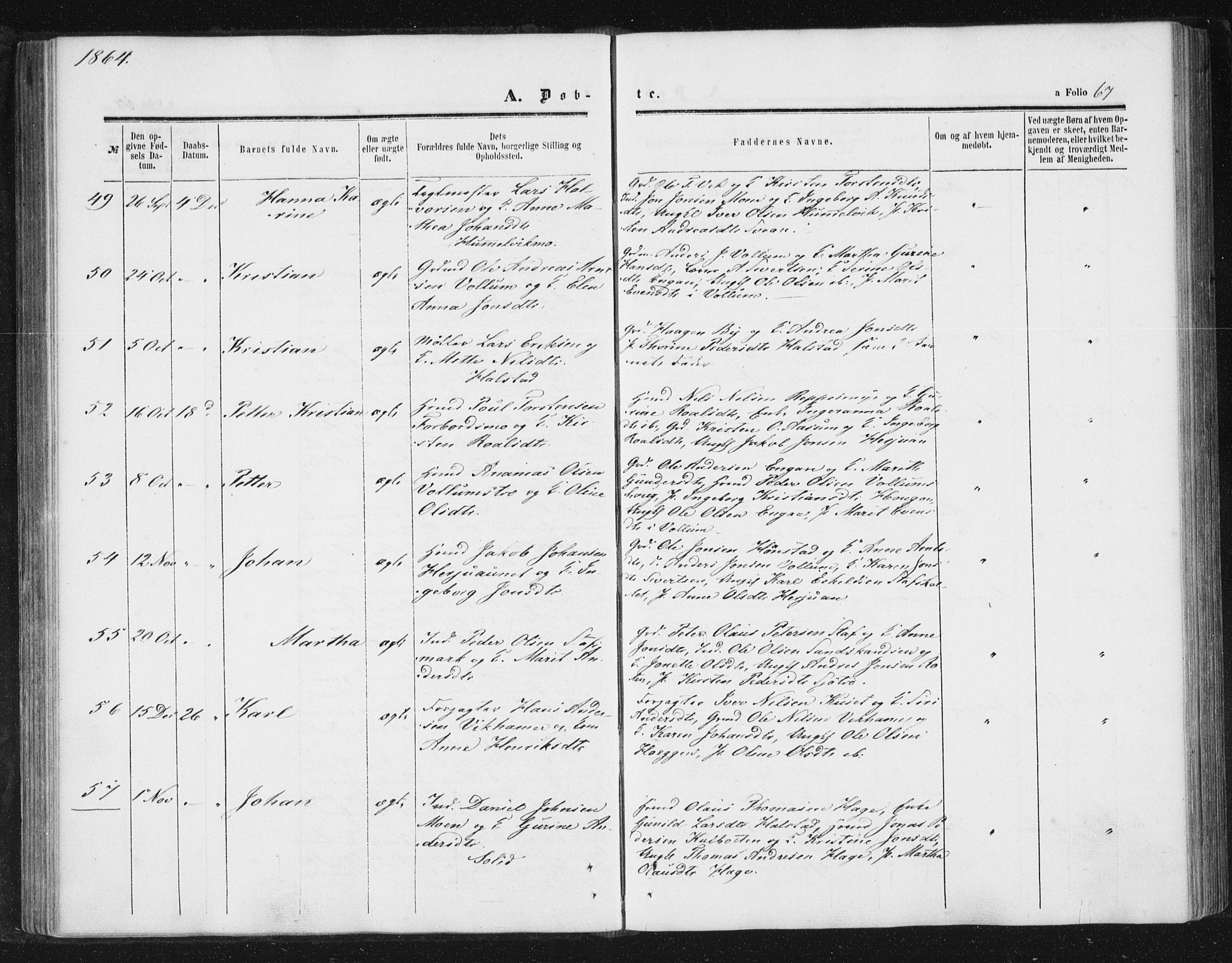Ministerialprotokoller, klokkerbøker og fødselsregistre - Sør-Trøndelag, SAT/A-1456/616/L0408: Parish register (official) no. 616A05, 1857-1865, p. 67