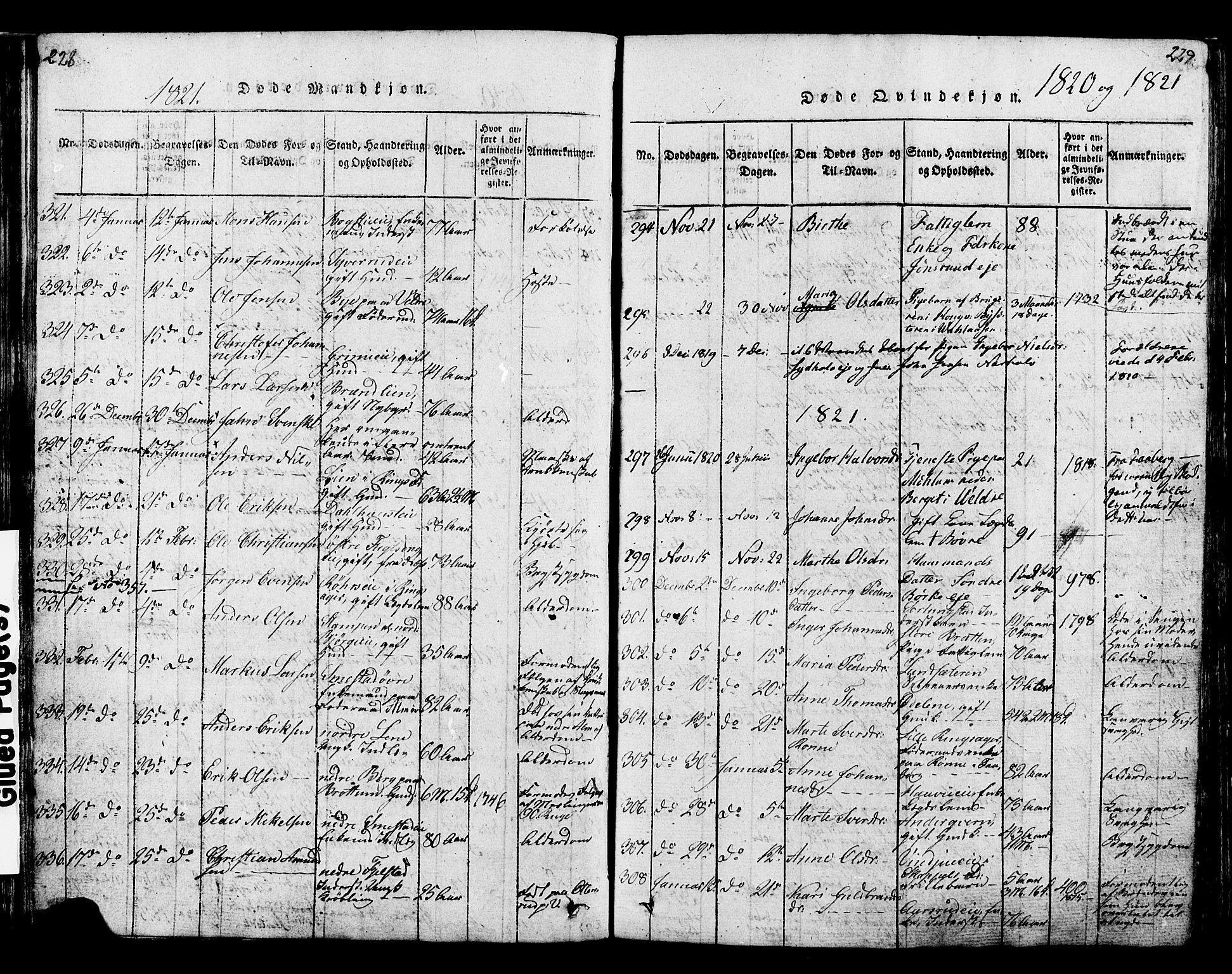 Ringsaker prestekontor, AV/SAH-PREST-014/K/Ka/L0005: Parish register (official) no. 5, 1814-1826, p. 228-229