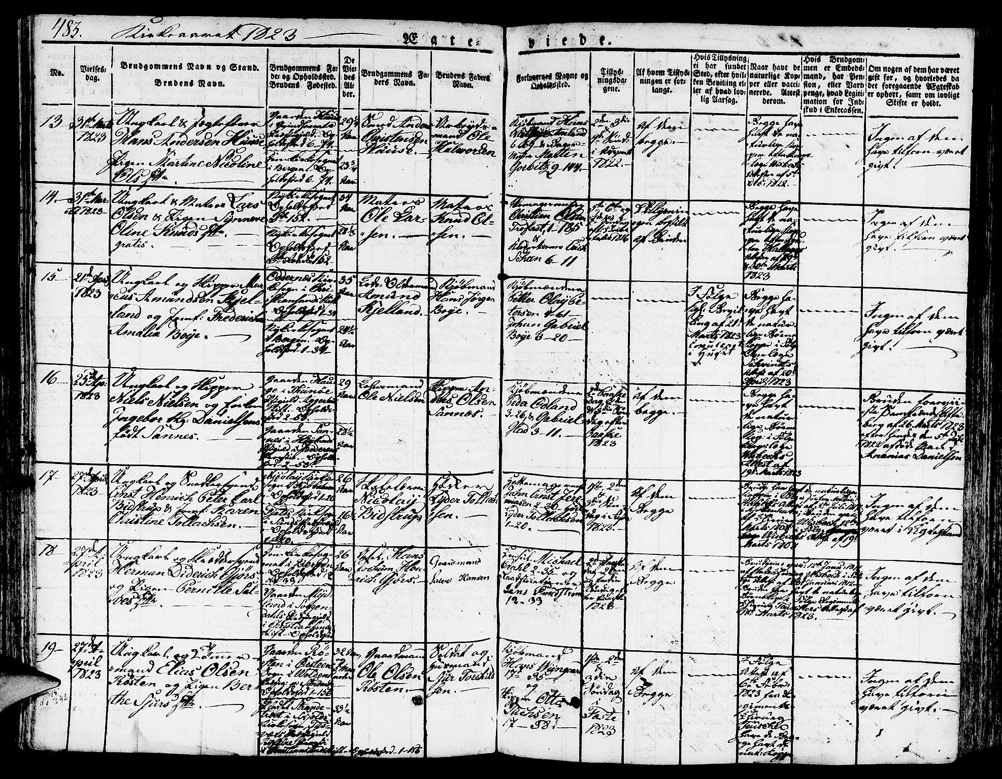 Nykirken Sokneprestembete, AV/SAB-A-77101/H/Hab: Parish register (copy) no. A 5II, 1821-1843, p. 483