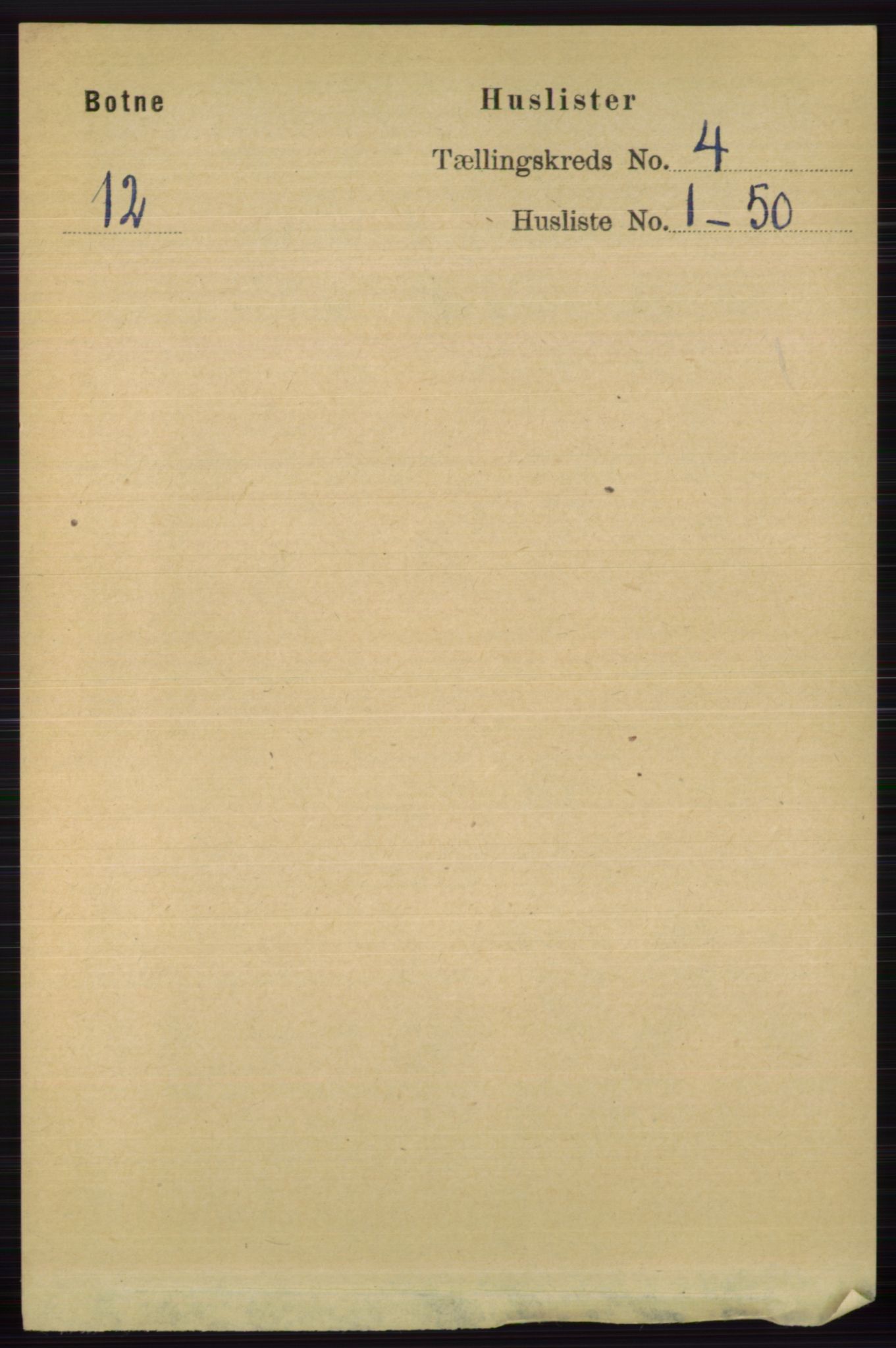 RA, 1891 census for 0715 Botne, 1891, p. 1543