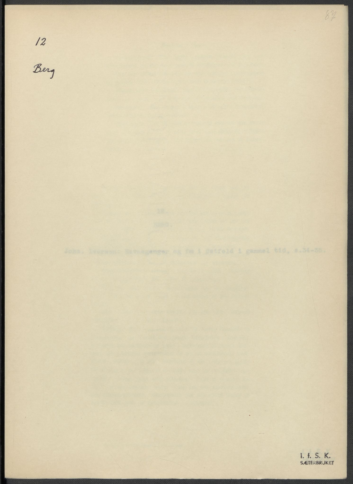 Instituttet for sammenlignende kulturforskning, RA/PA-0424/F/Fc/L0002/0001: Eske B2: / Østfold (perm I), 1932-1935, p. 87