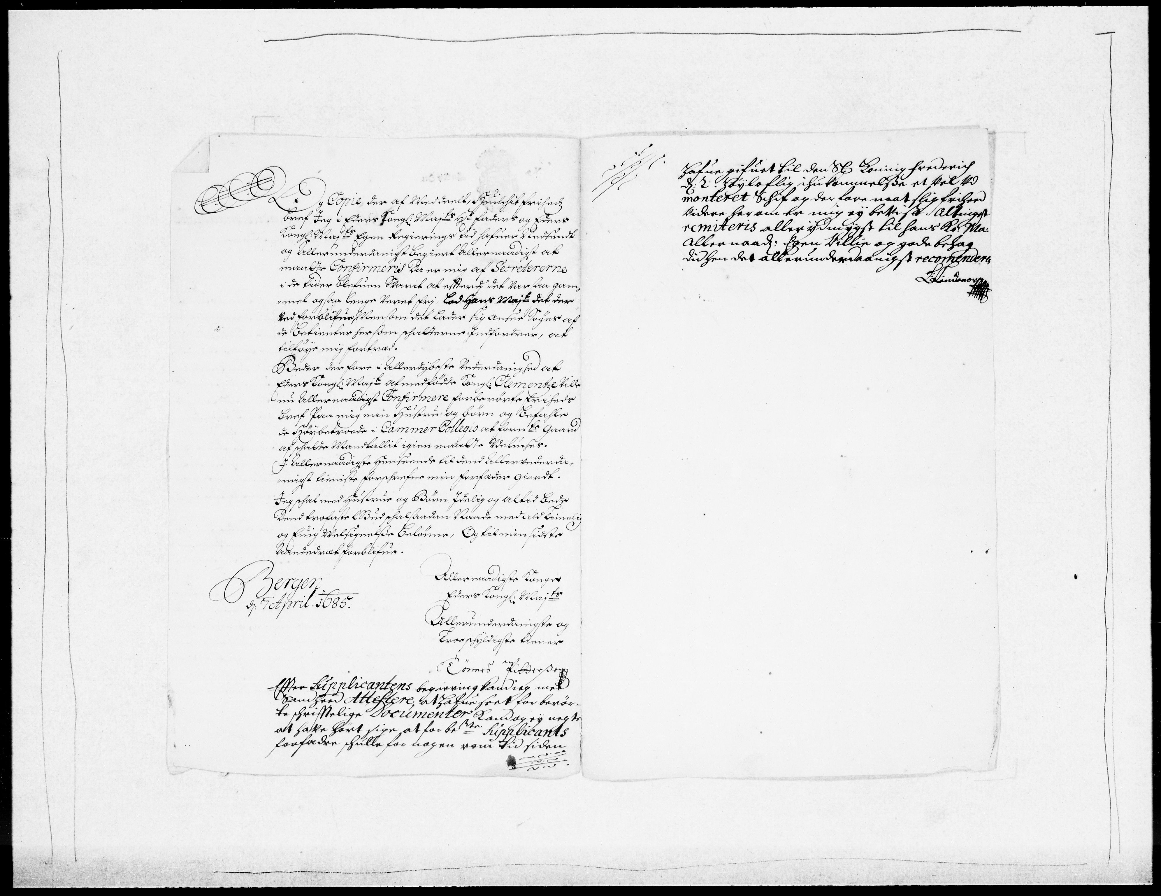 Danske Kanselli 1572-1799, AV/RA-EA-3023/F/Fc/Fcc/Fcca/L0038: Norske innlegg 1572-1799, 1685, p. 317