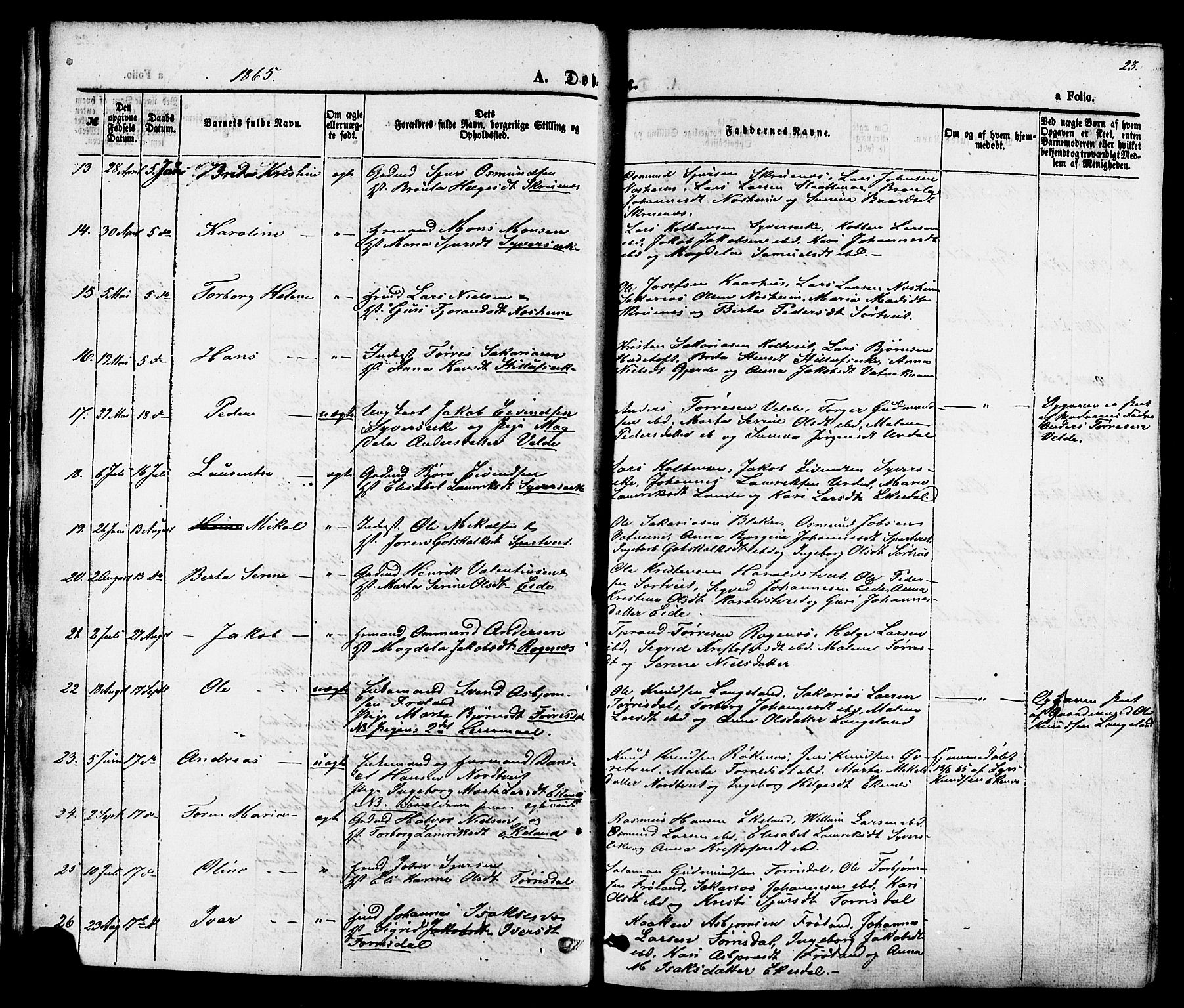 Skjold sokneprestkontor, AV/SAST-A-101847/H/Ha/Haa/L0007: Parish register (official) no. A 7, 1857-1882, p. 23