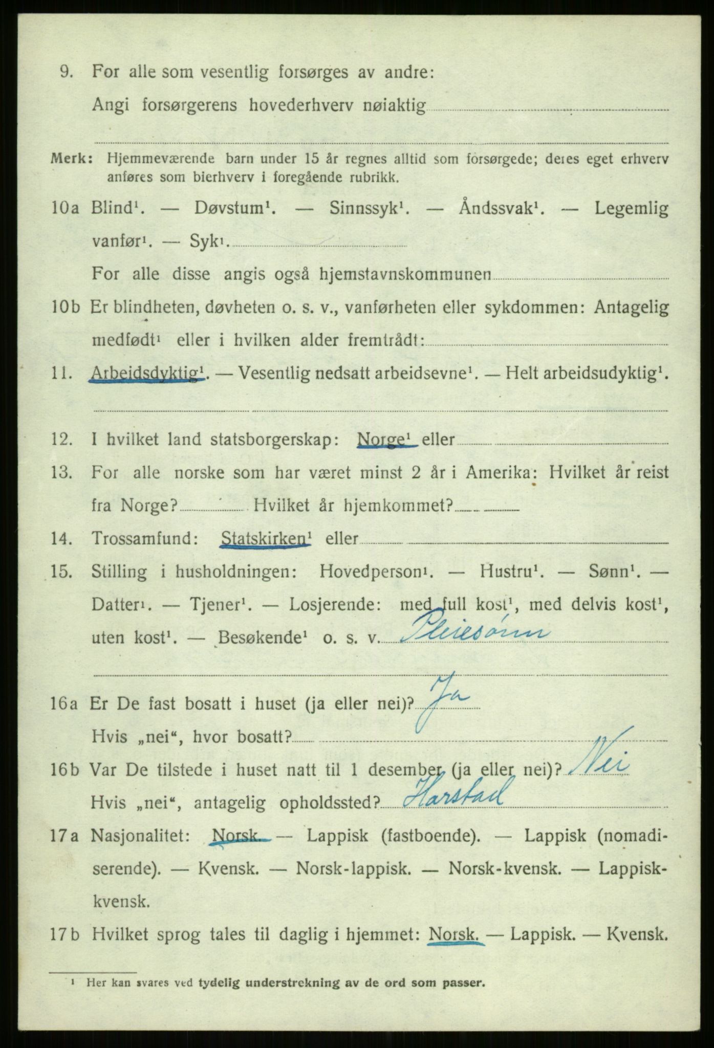 SATØ, 1920 census for Ibestad, 1920, p. 2374