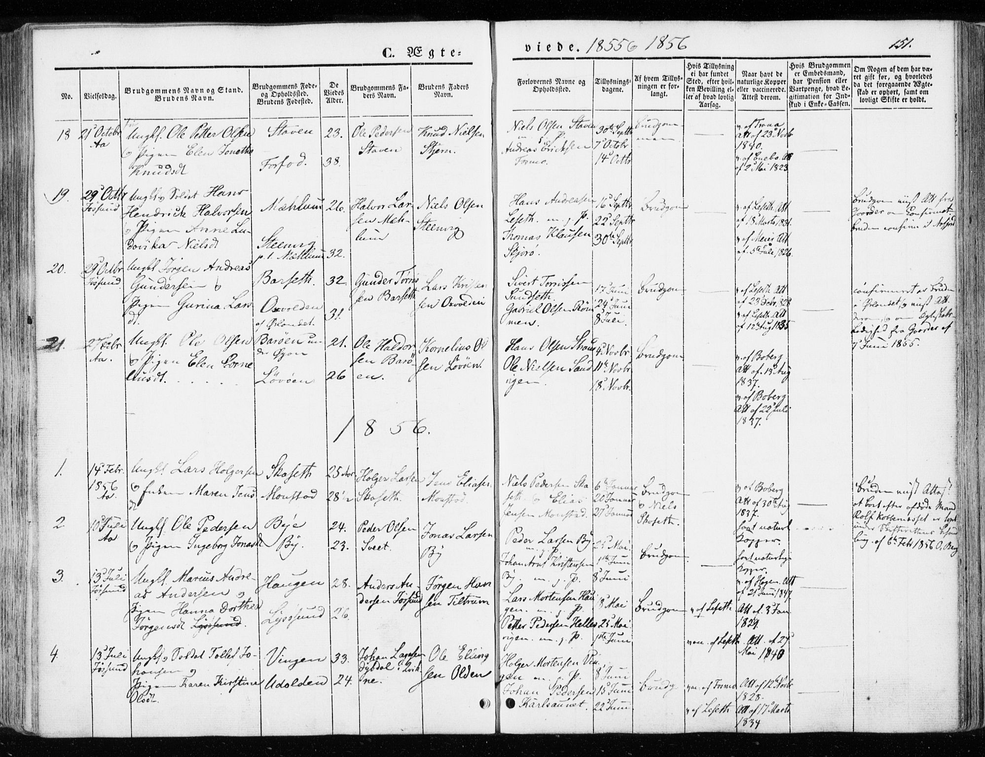 Ministerialprotokoller, klokkerbøker og fødselsregistre - Sør-Trøndelag, SAT/A-1456/655/L0677: Parish register (official) no. 655A06, 1847-1860, p. 151