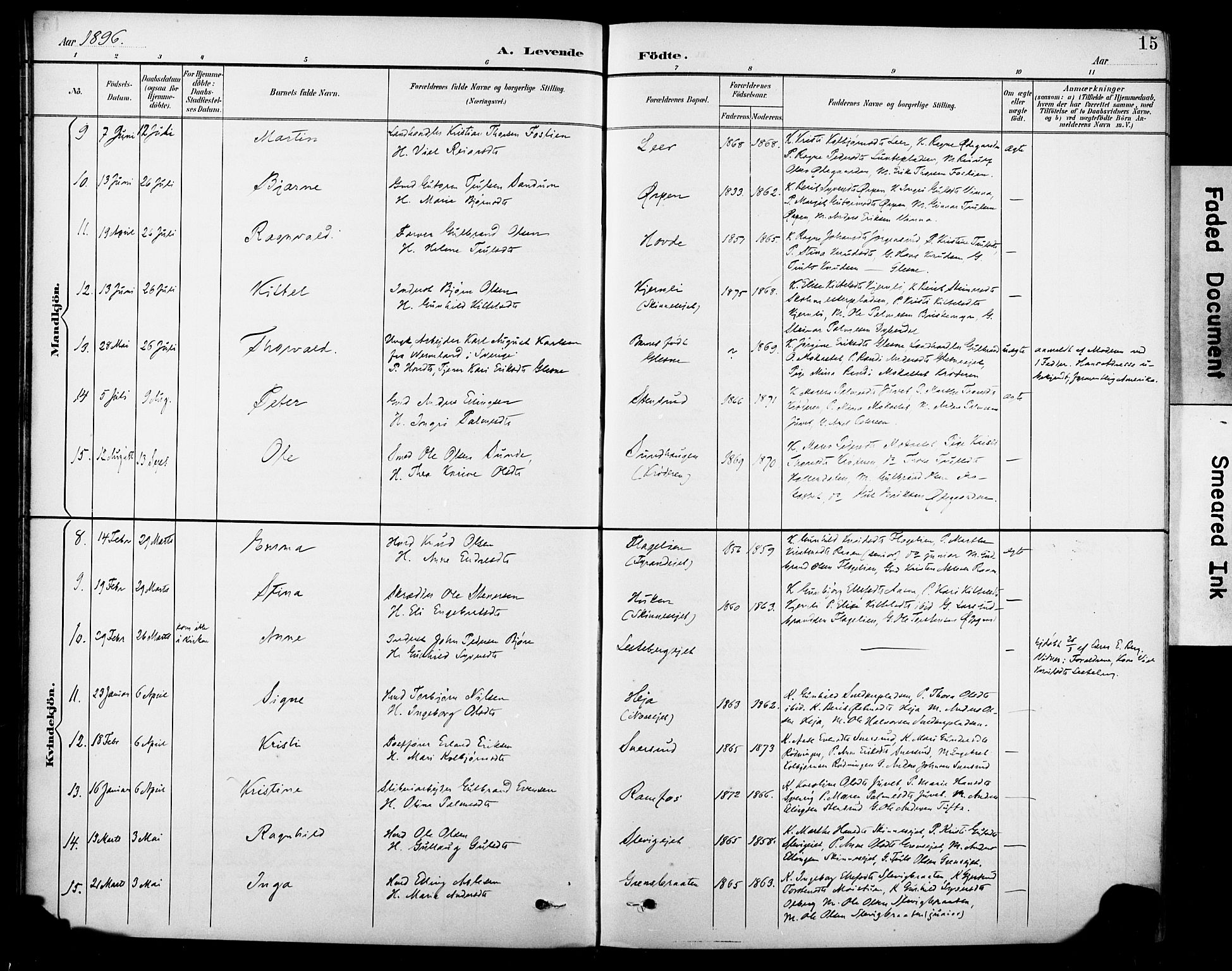 Krødsherad kirkebøker, AV/SAKO-A-19/G/Ga/L0002: Parish register (copy) no. 2, 1894-1918, p. 15