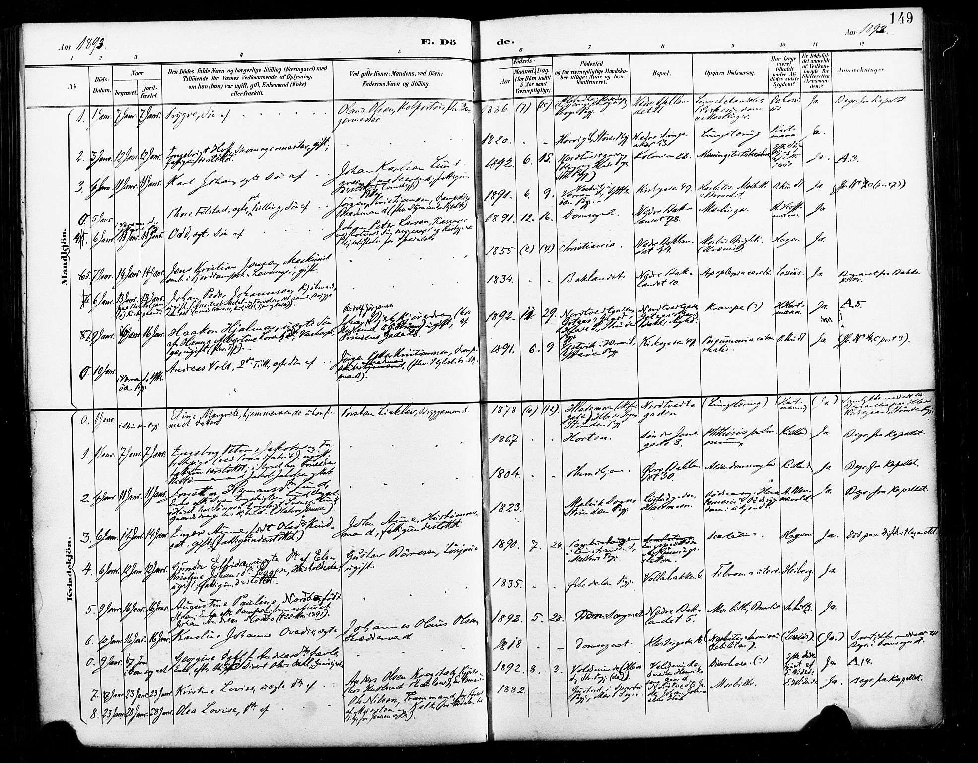 Ministerialprotokoller, klokkerbøker og fødselsregistre - Sør-Trøndelag, SAT/A-1456/604/L0198: Parish register (official) no. 604A19, 1893-1900, p. 149