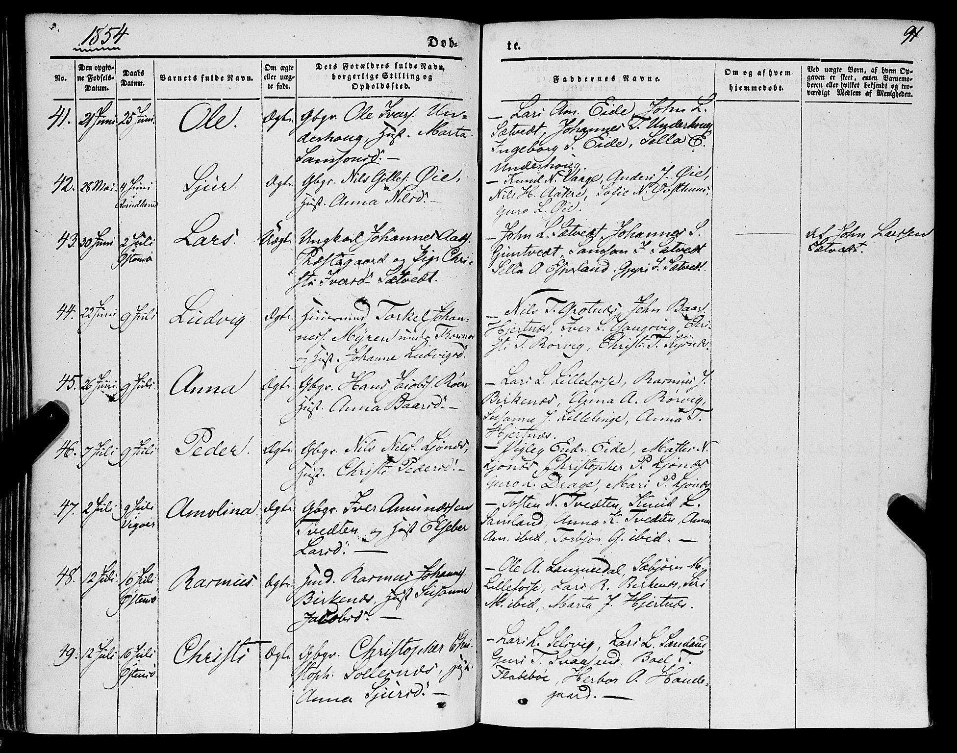 Strandebarm sokneprestembete, SAB/A-78401/H/Haa: Parish register (official) no. A 7, 1844-1872, p. 91