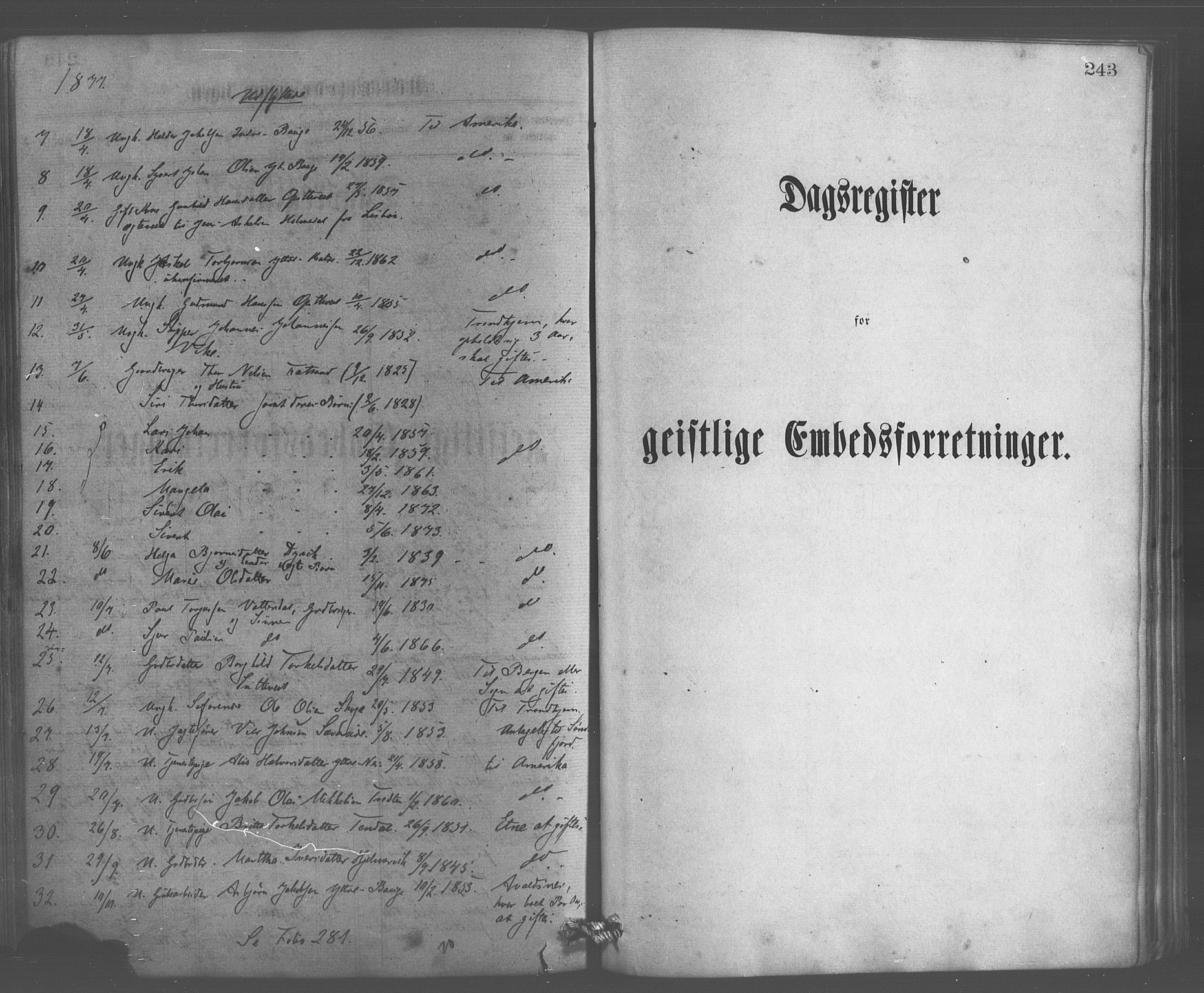 Skånevik sokneprestembete, AV/SAB-A-77801/H/Haa: Parish register (official) no. A 6, 1869-1878, p. 243