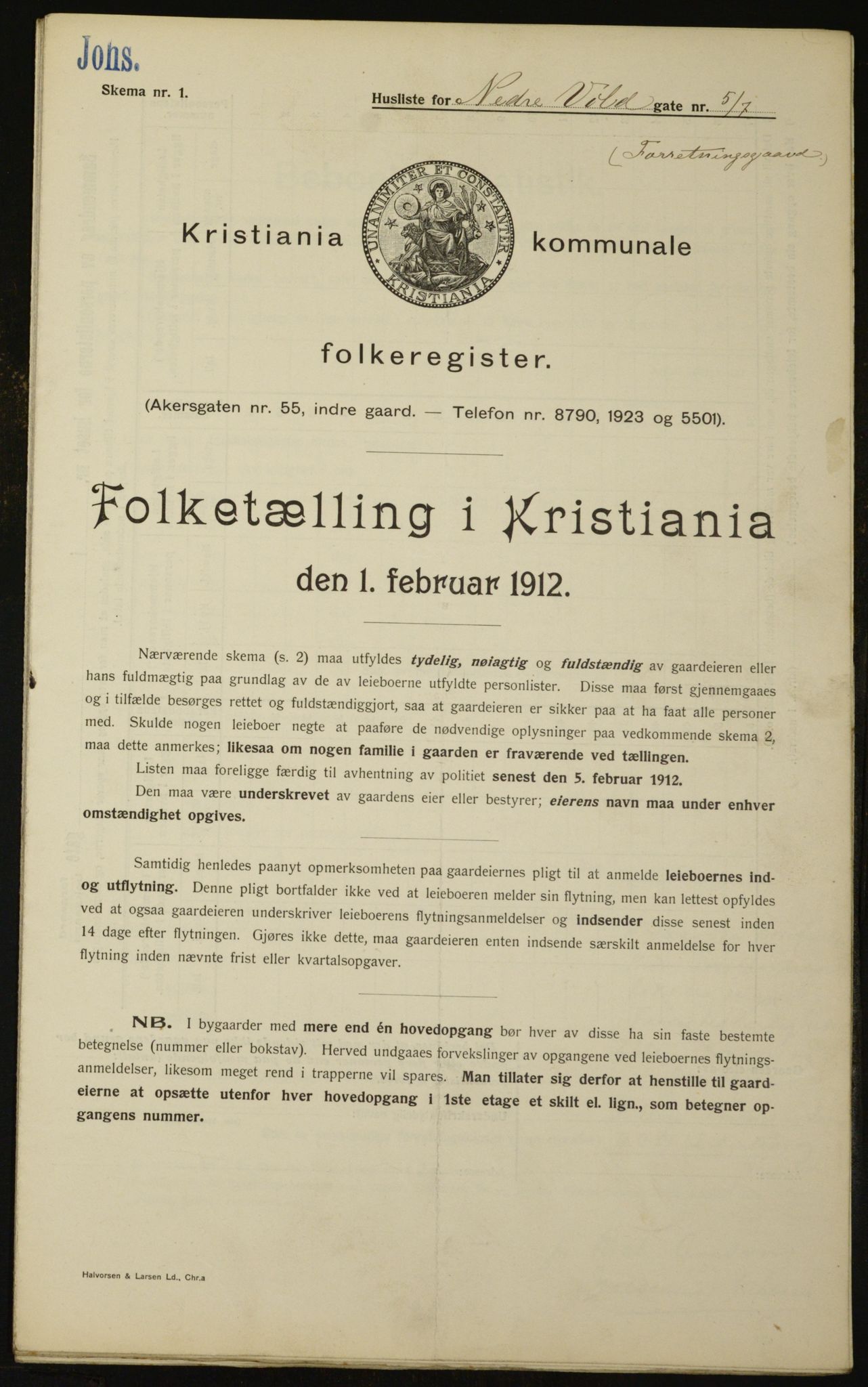 OBA, Municipal Census 1912 for Kristiania, 1912, p. 70140