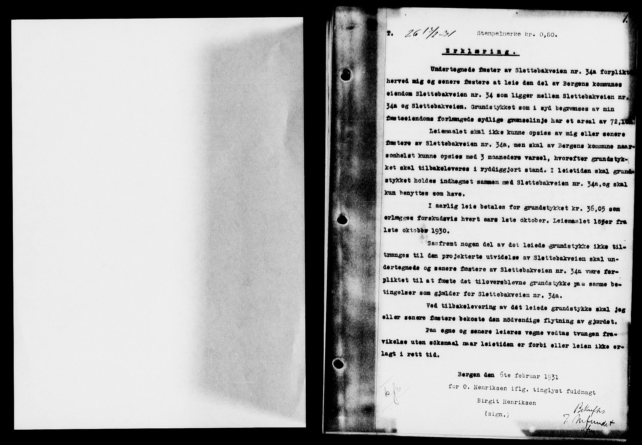 Byfogd og Byskriver i Bergen, AV/SAB-A-3401/03/03Ba/L0118: Mortgage book no. II.B.a.118, 1931-1931, p. 1