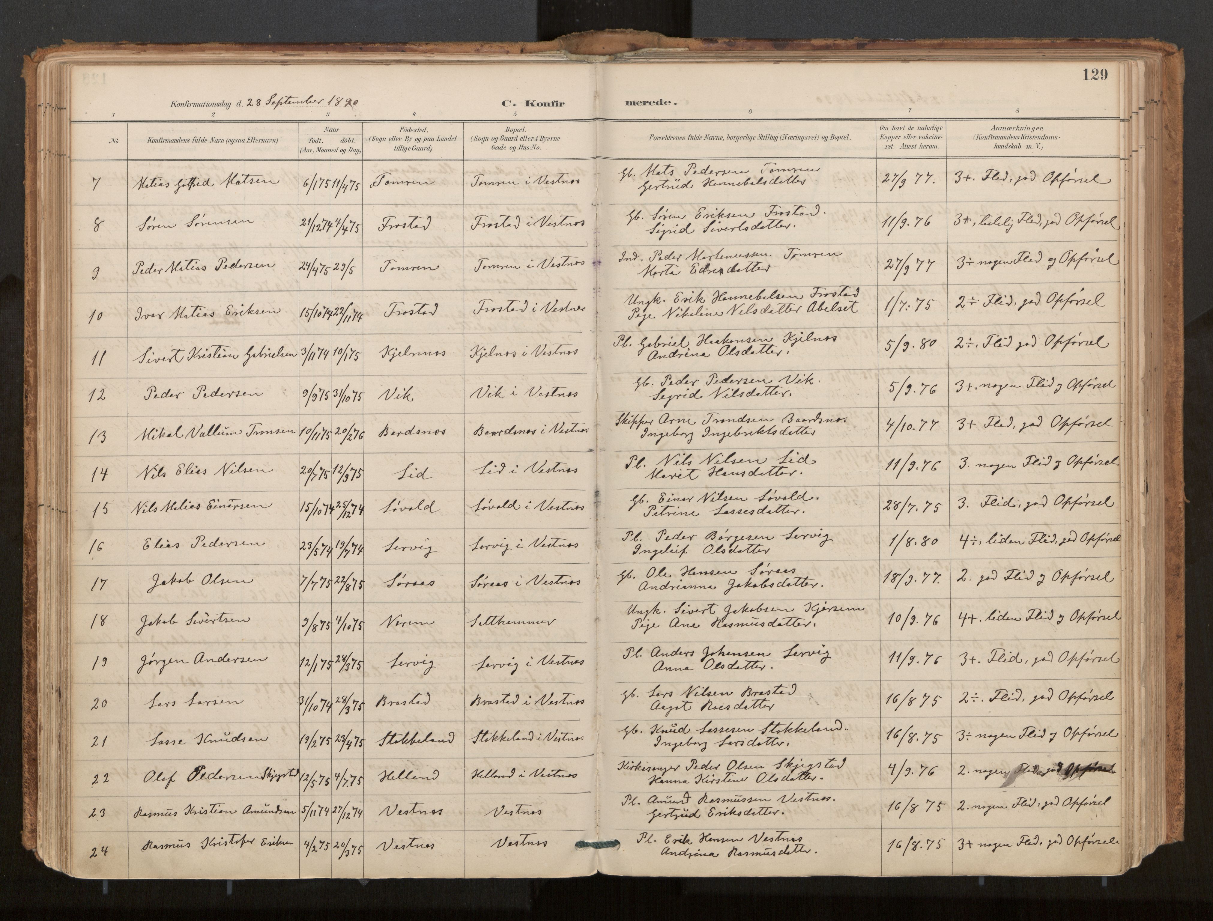 Ministerialprotokoller, klokkerbøker og fødselsregistre - Møre og Romsdal, AV/SAT-A-1454/539/L0531: Parish register (official) no. 539A04, 1887-1913, p. 129