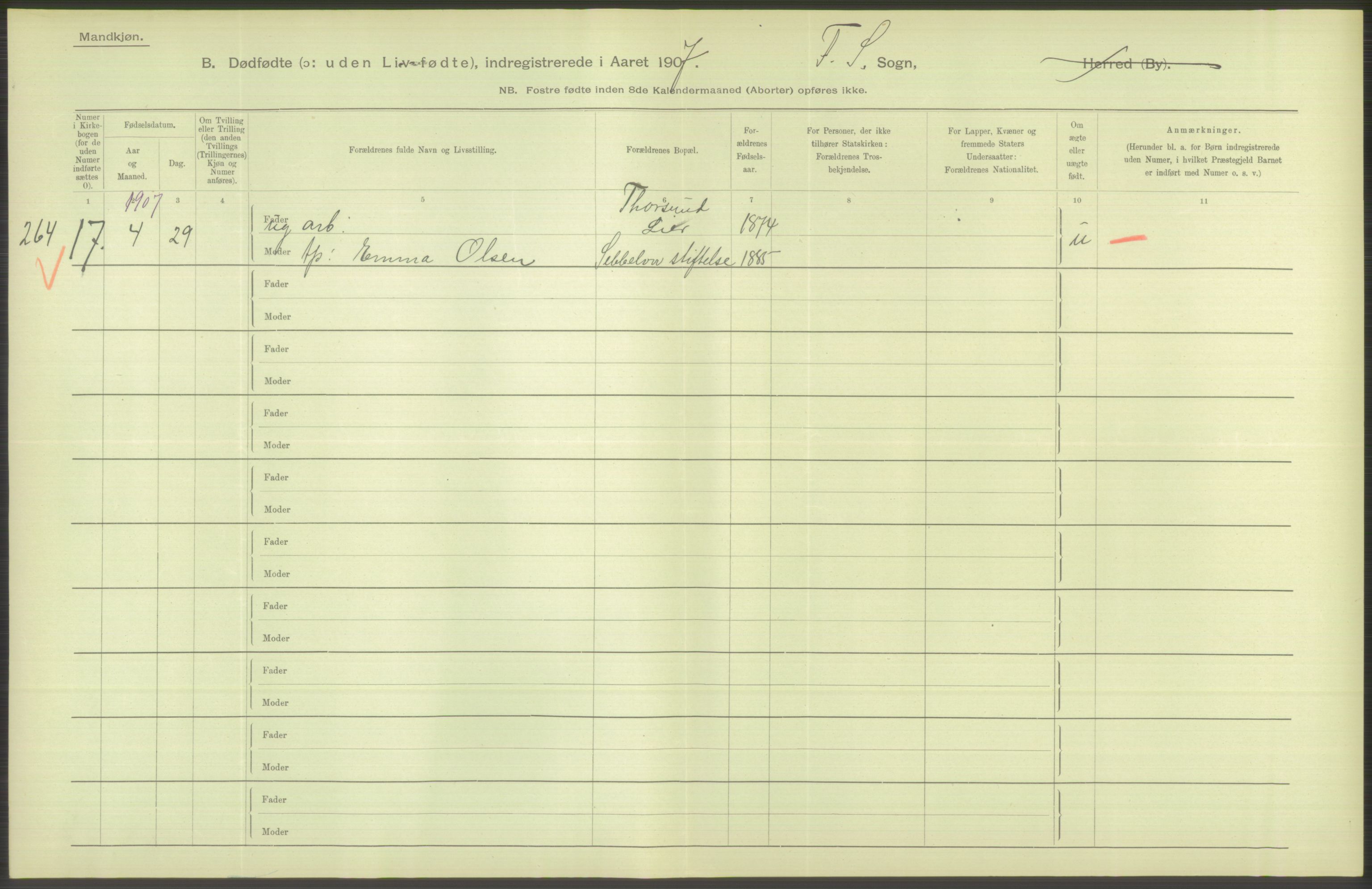 Statistisk sentralbyrå, Sosiodemografiske emner, Befolkning, AV/RA-S-2228/D/Df/Dfa/Dfae/L0010: Kristiania: Døde, dødfødte, 1907, p. 28