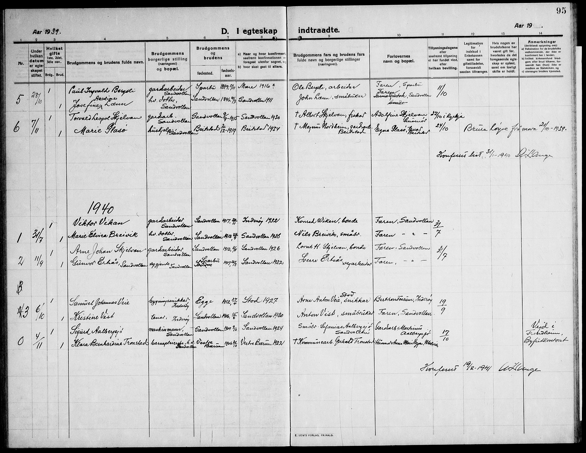 Ministerialprotokoller, klokkerbøker og fødselsregistre - Nord-Trøndelag, SAT/A-1458/732/L0319: Parish register (copy) no. 732C03, 1911-1945, p. 95