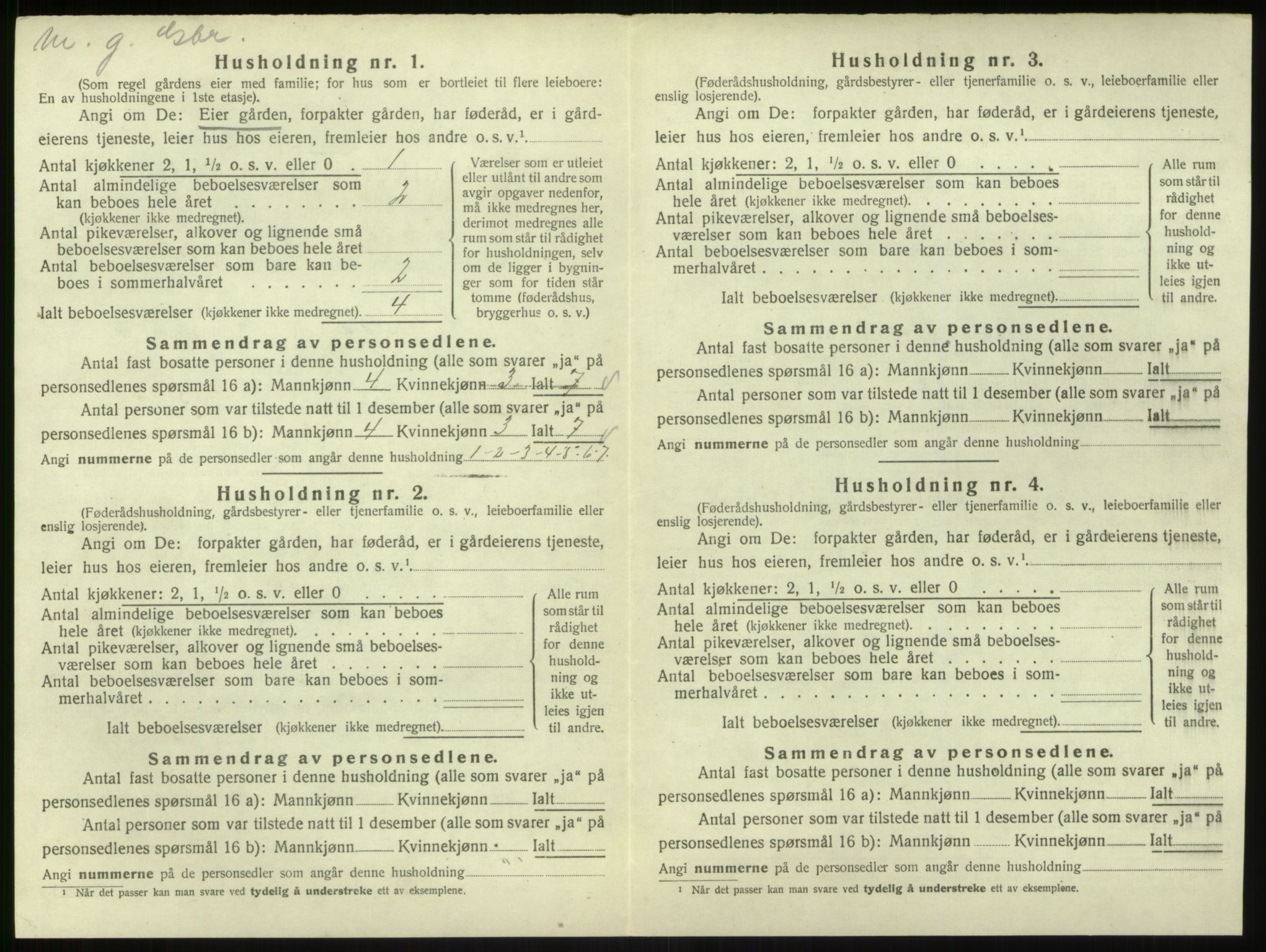 SAB, 1920 census for Hyllestad, 1920, p. 206