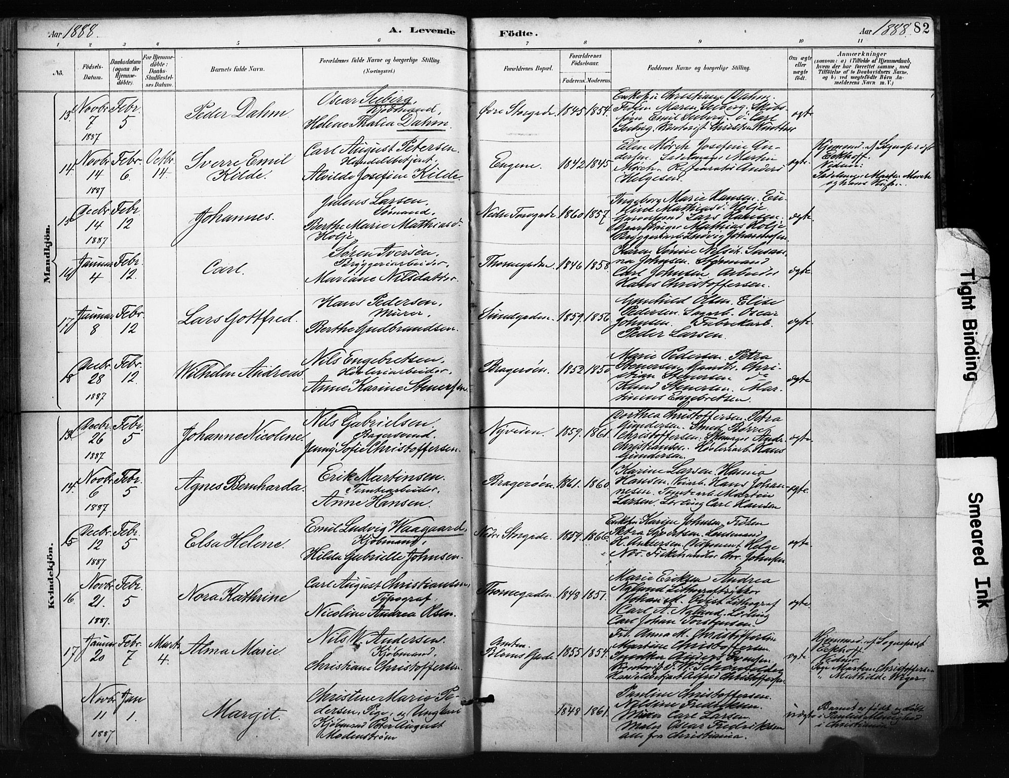 Bragernes kirkebøker, AV/SAKO-A-6/F/Fb/L0007: Parish register (official) no. II 7, 1885-1893, p. 82