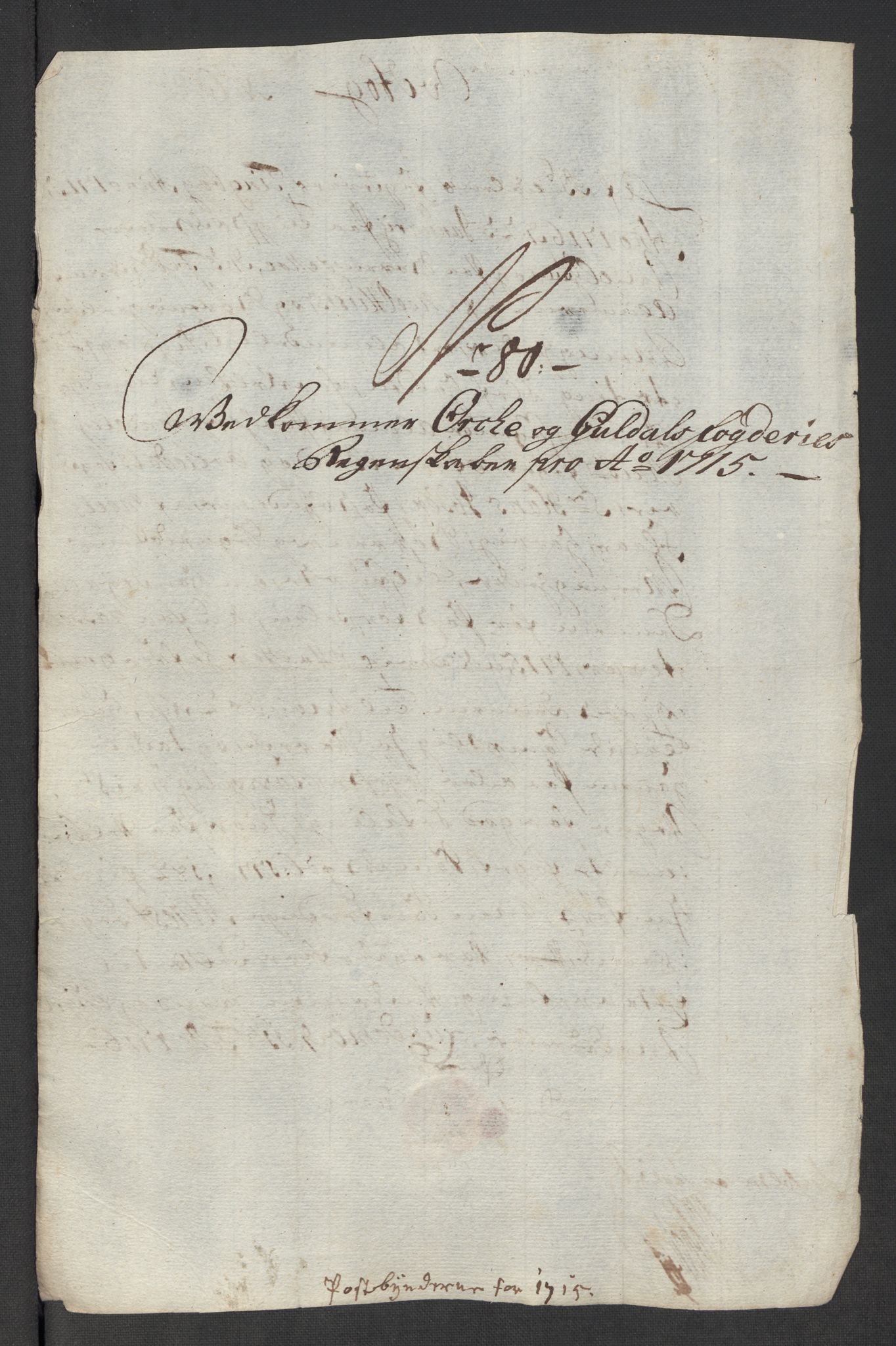 Rentekammeret inntil 1814, Reviderte regnskaper, Fogderegnskap, RA/EA-4092/R60/L3966: Fogderegnskap Orkdal og Gauldal, 1715, p. 520