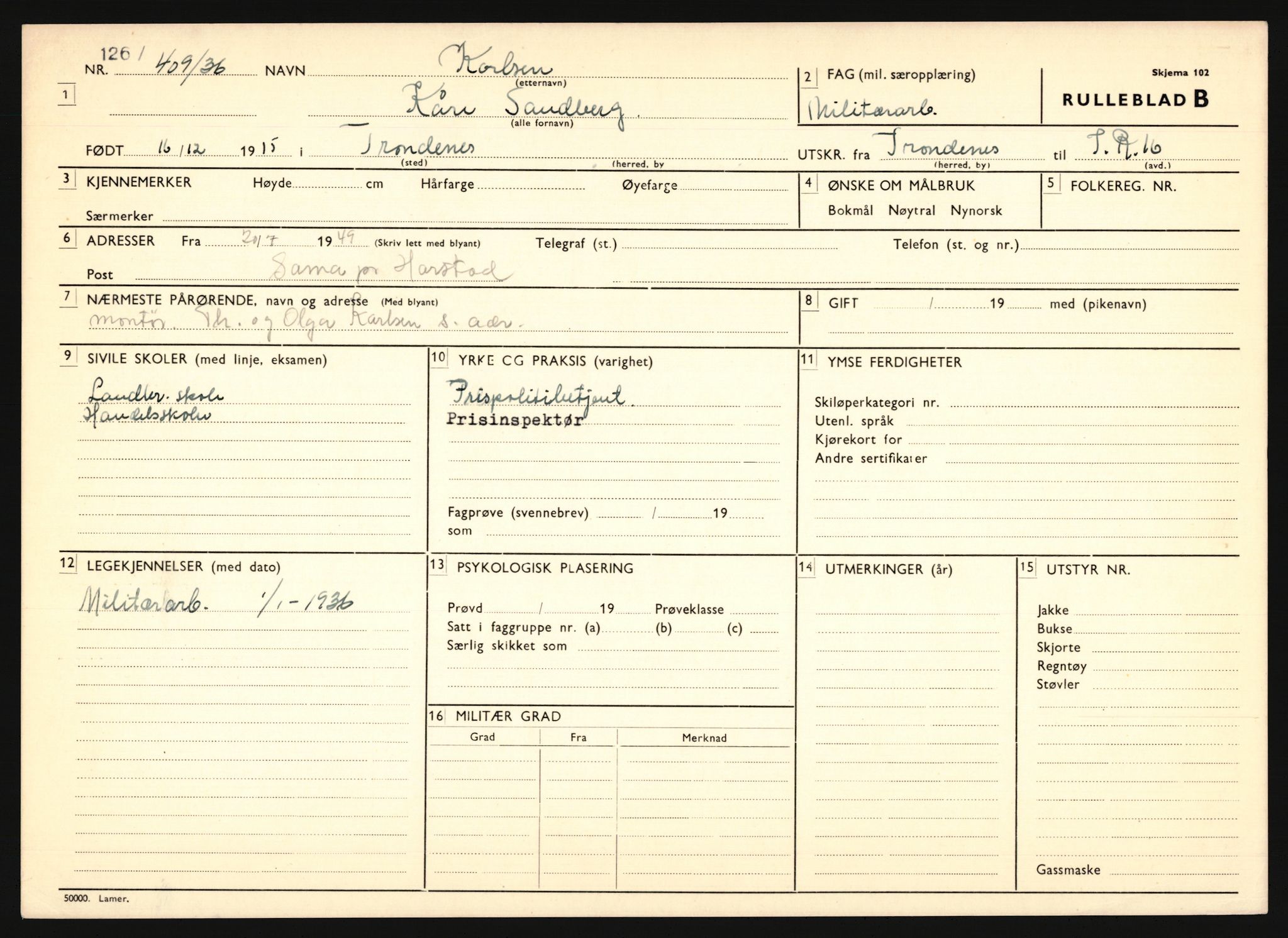 Forsvaret, Troms infanteriregiment nr. 16, AV/RA-RAFA-3146/P/Pa/L0020: Rulleblad for regimentets menige mannskaper, årsklasse 1936, 1936, p. 691