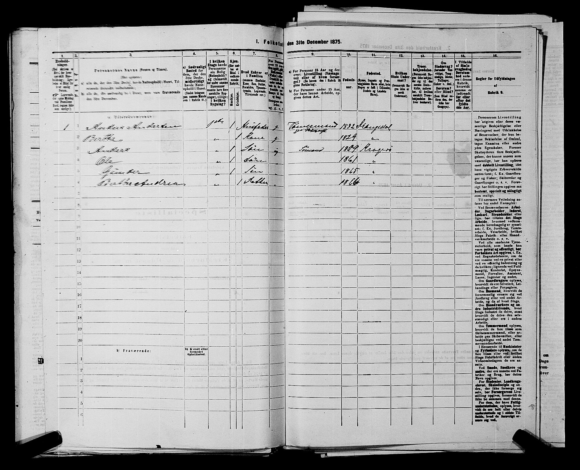 SAKO, 1875 census for 0801P Kragerø, 1875, p. 1331