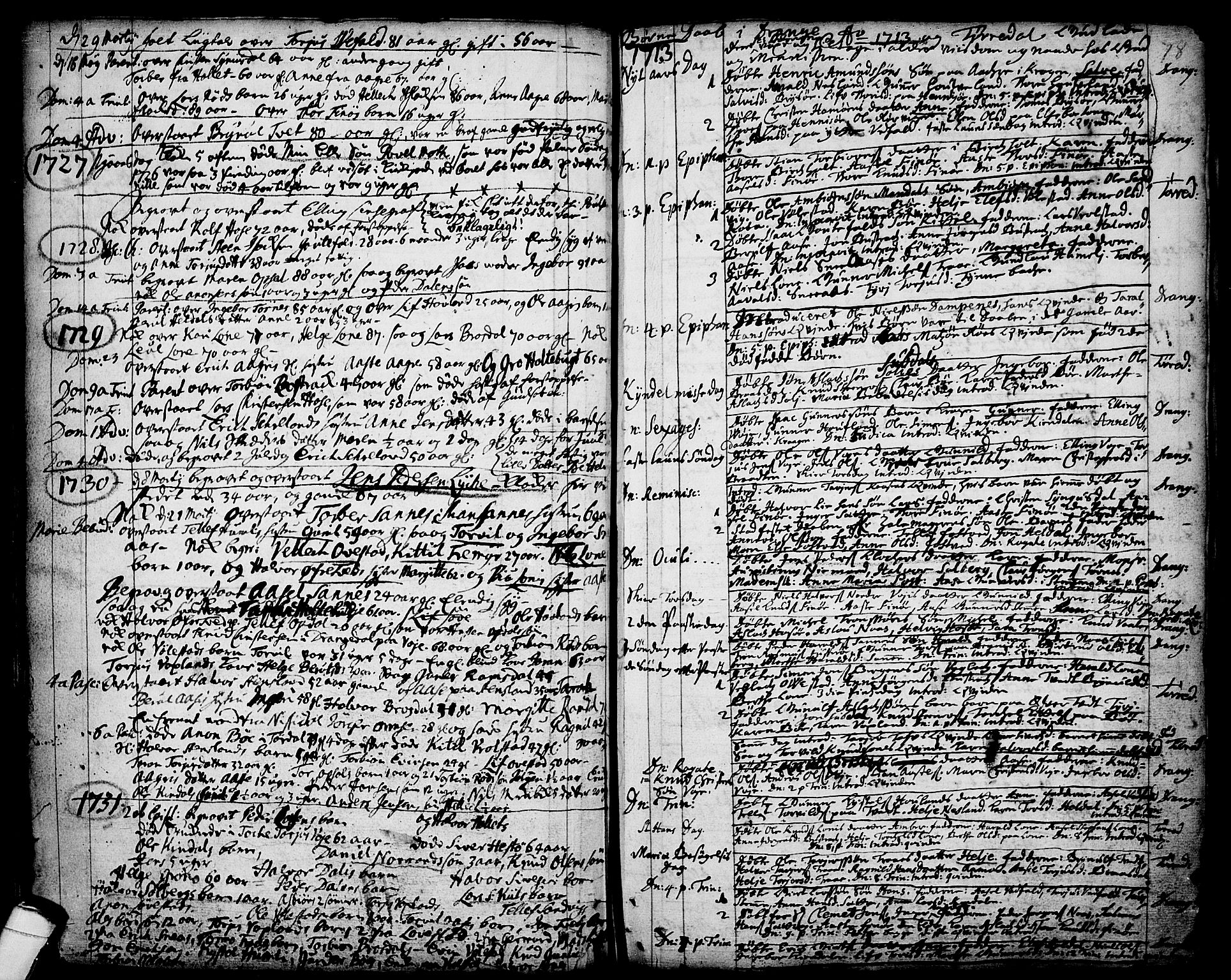 Drangedal kirkebøker, SAKO/A-258/F/Fa/L0001: Parish register (official) no. 1, 1697-1767, p. 78