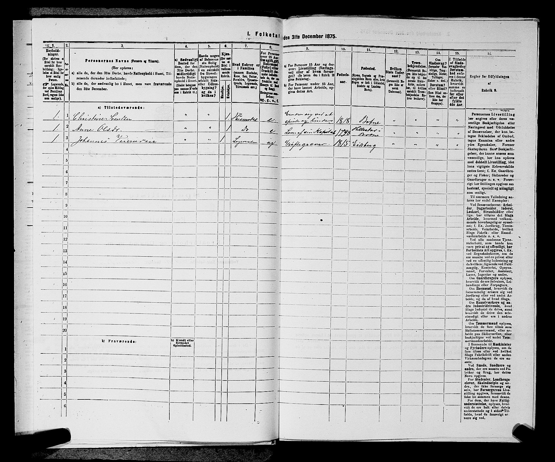 SAKO, 1875 census for 0715P Botne, 1875, p. 625