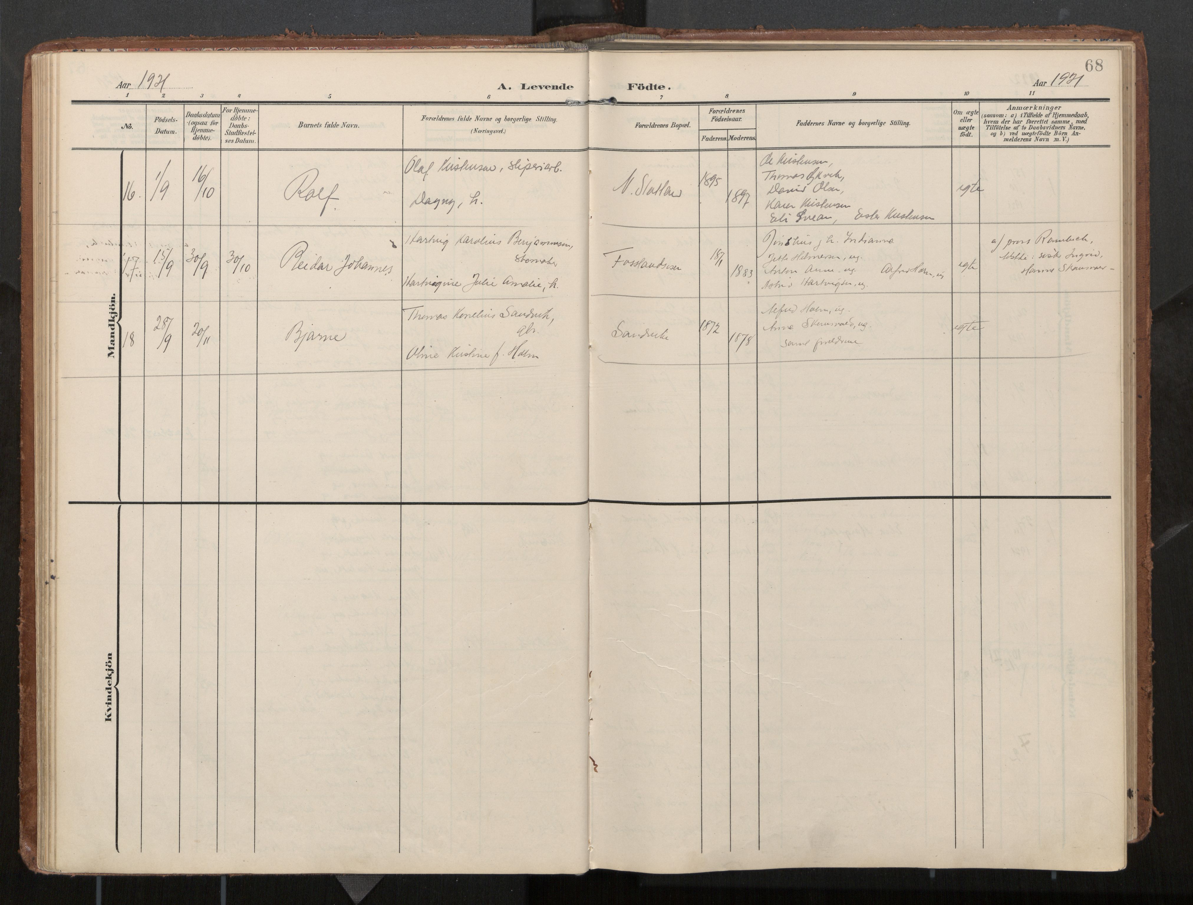 Ministerialprotokoller, klokkerbøker og fødselsregistre - Nord-Trøndelag, AV/SAT-A-1458/774/L0629: Parish register (official), 1904-1926, p. 68