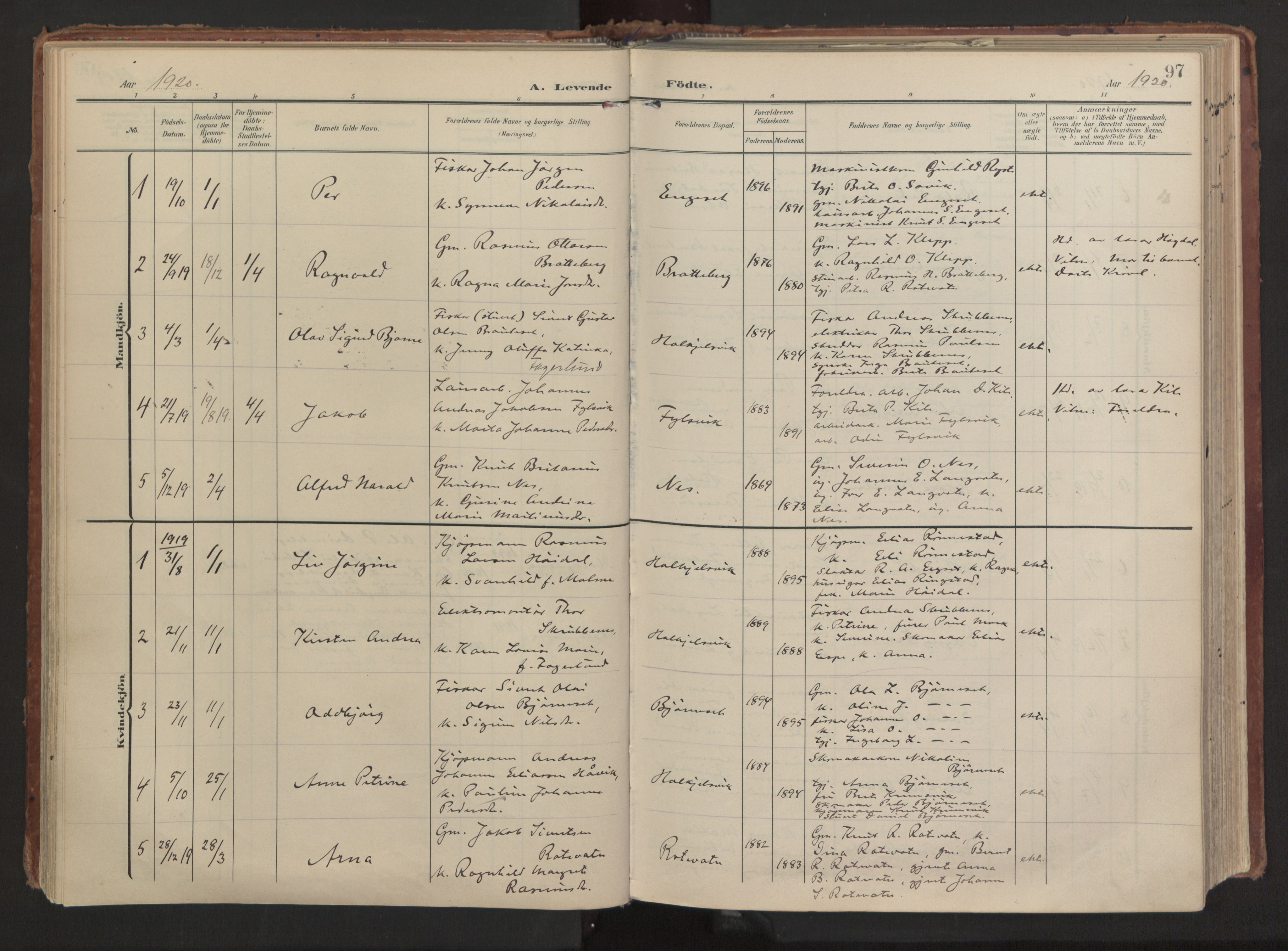 Ministerialprotokoller, klokkerbøker og fødselsregistre - Møre og Romsdal, AV/SAT-A-1454/511/L0144: Parish register (official) no. 511A11, 1906-1923, p. 97