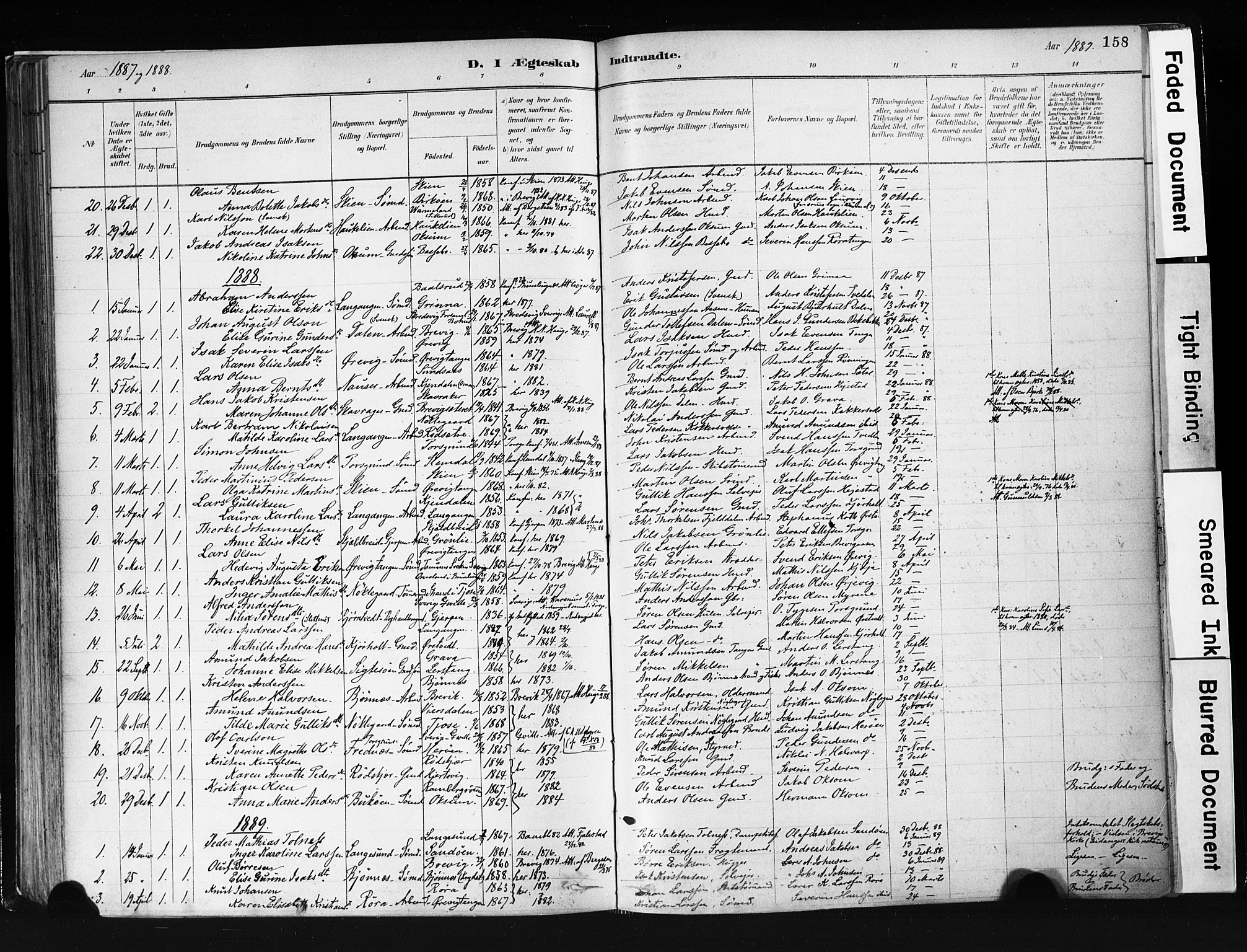 Eidanger kirkebøker, AV/SAKO-A-261/F/Fa/L0012: Parish register (official) no. 12, 1879-1900, p. 158