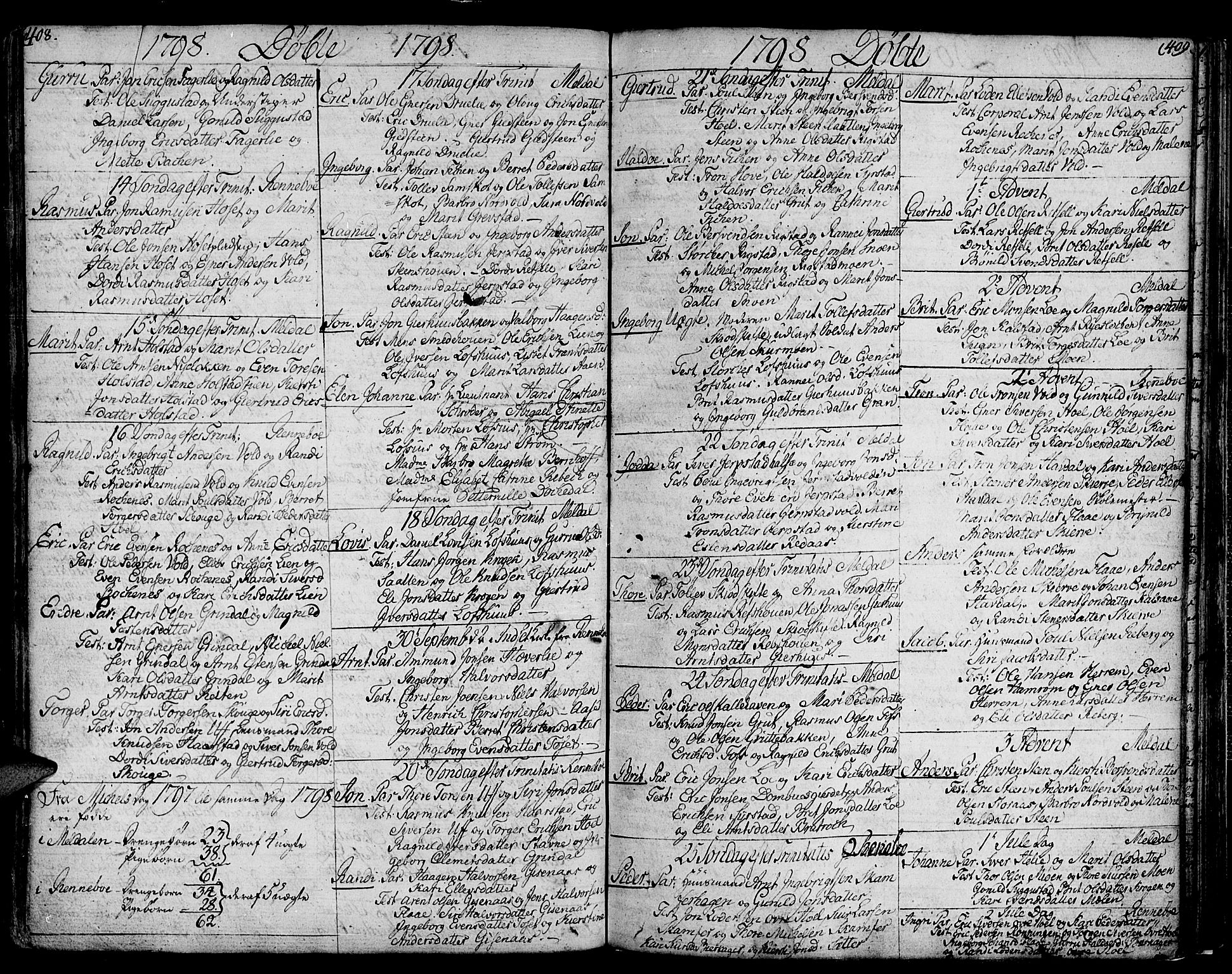 Ministerialprotokoller, klokkerbøker og fødselsregistre - Sør-Trøndelag, SAT/A-1456/672/L0852: Parish register (official) no. 672A05, 1776-1815, p. 408-409