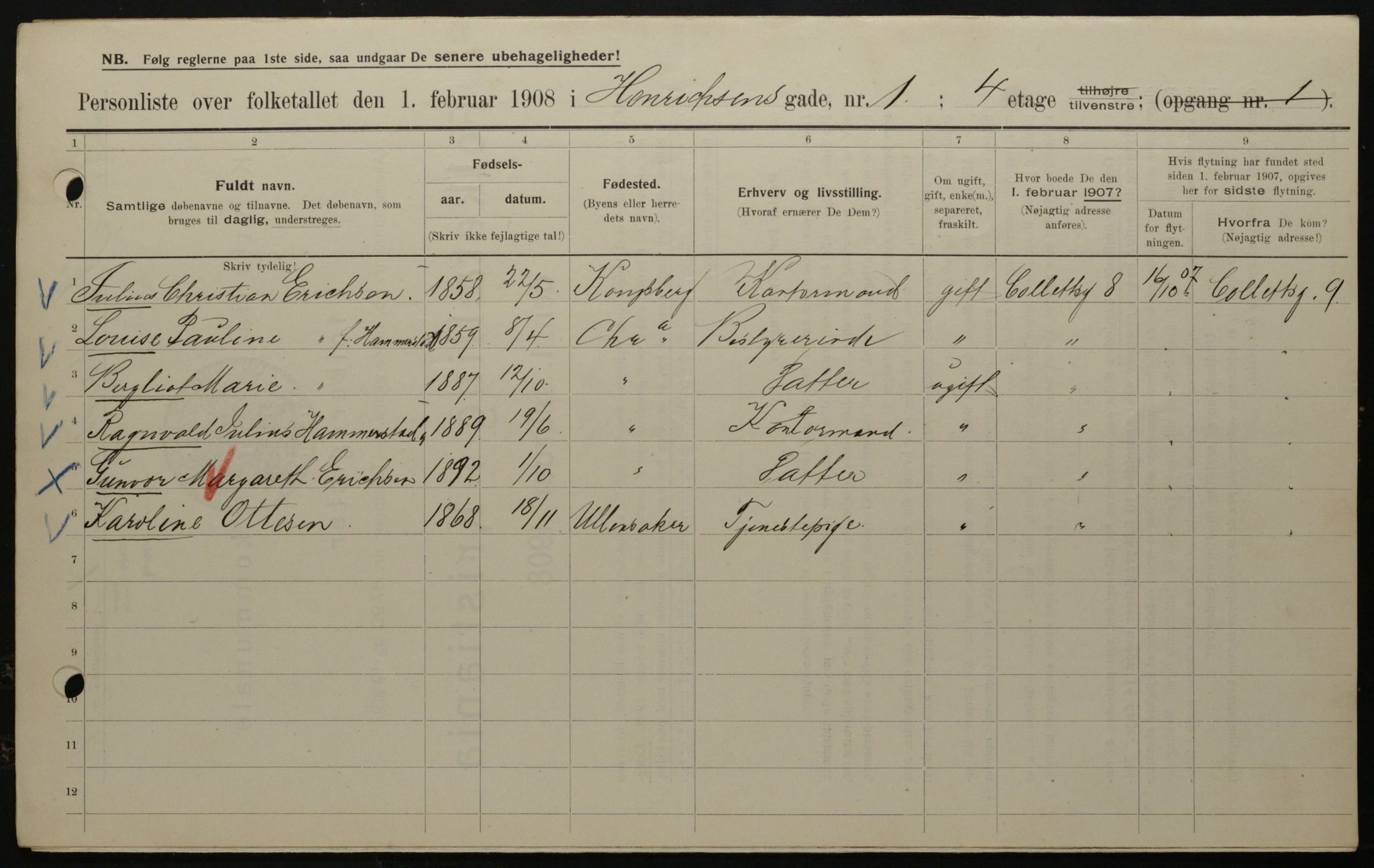 OBA, Municipal Census 1908 for Kristiania, 1908, p. 34638